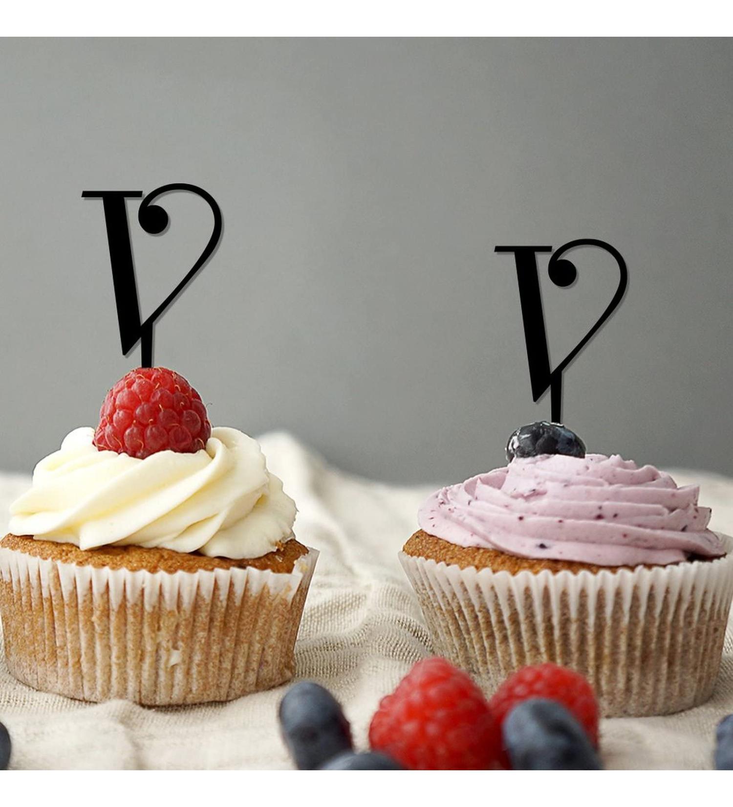 Initial V Cupcake Toppers Wedding Letter Monogram Name For Wedding Anniversary Party Decor Country Floral Wreath Custom Any Initial Wedding Gifts 6PCS Style-14 - Buy Online on GoSupps.com