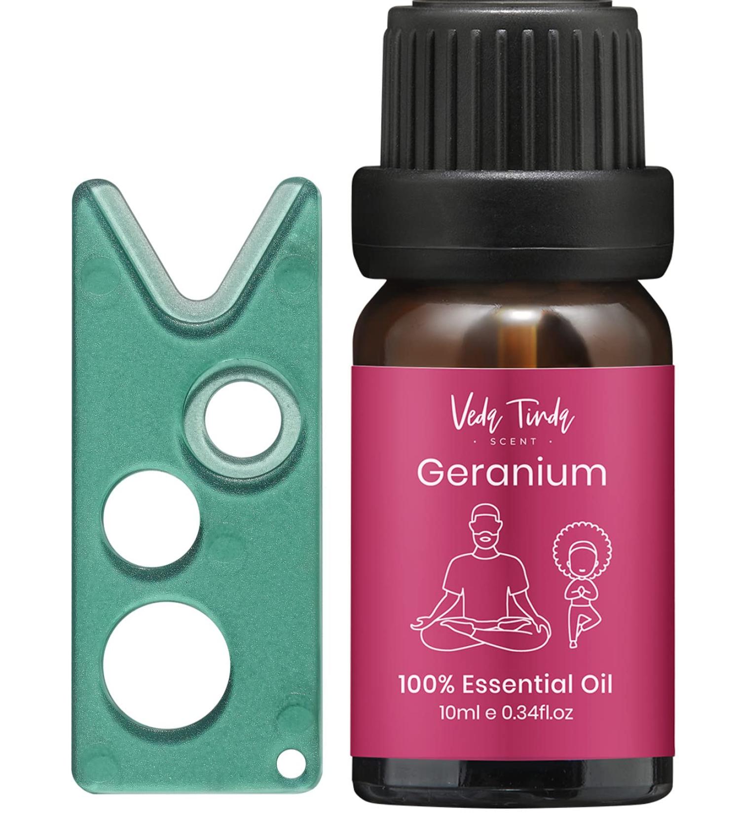 Veda Tinda Geranium Essential Oil - 100% Pure Organic Geranium Oil for Skin Care Diffuser & Refreshing Aroma | 10ml - Buy Online on GoSupps.com