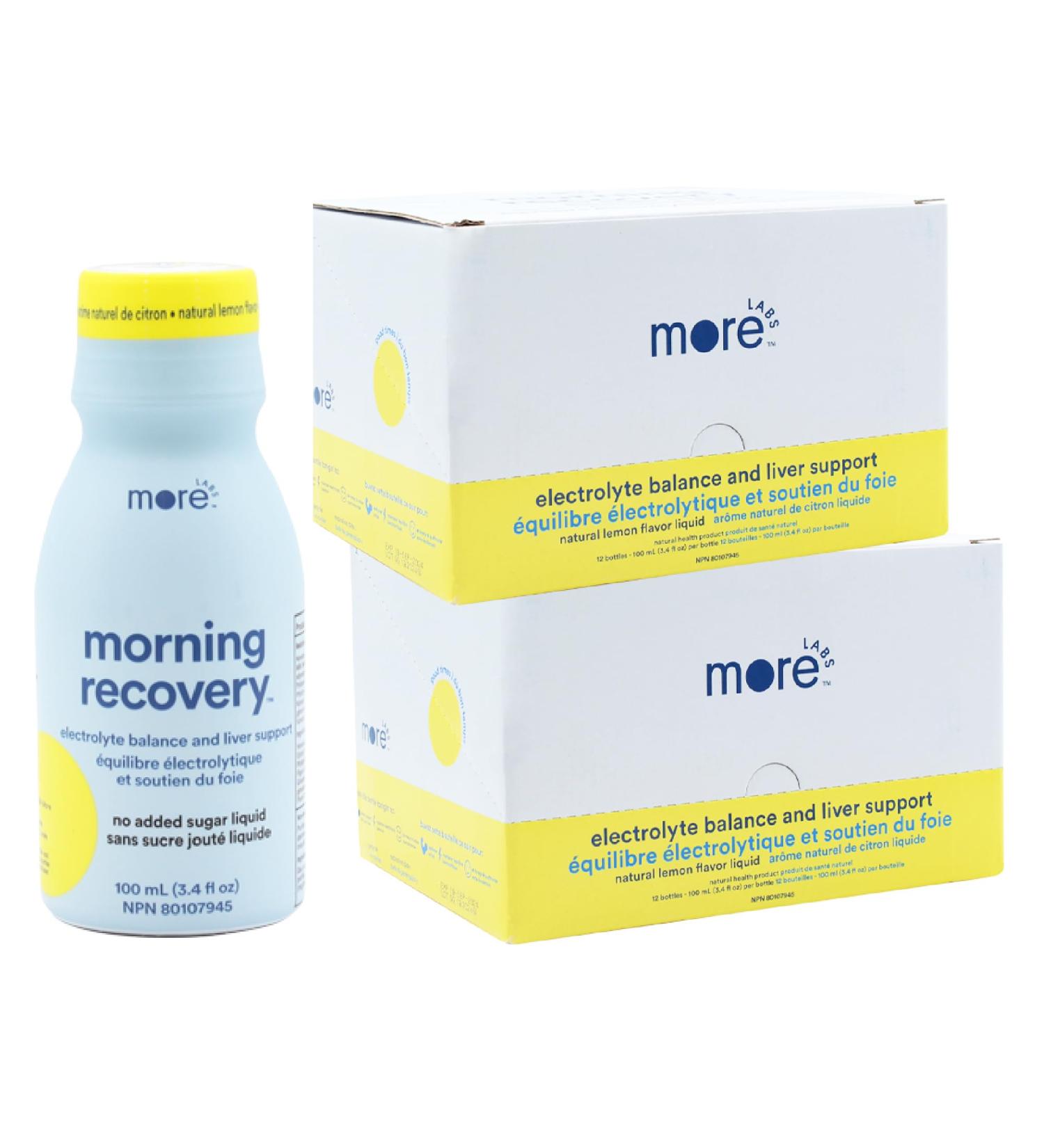More Labs Morning Recovery Liver Support Drink (Pack of 24) Sugar-Free Lemon Flavor Hovenia Dulcis Milk Thistle Prickly Pear Korean Red Ginseng B Vitamins Electrolytes No Artificial Flavors Lemon (Sugar-Free) 100 ml (Pack of 24) - Buy Online on GoSupps.com