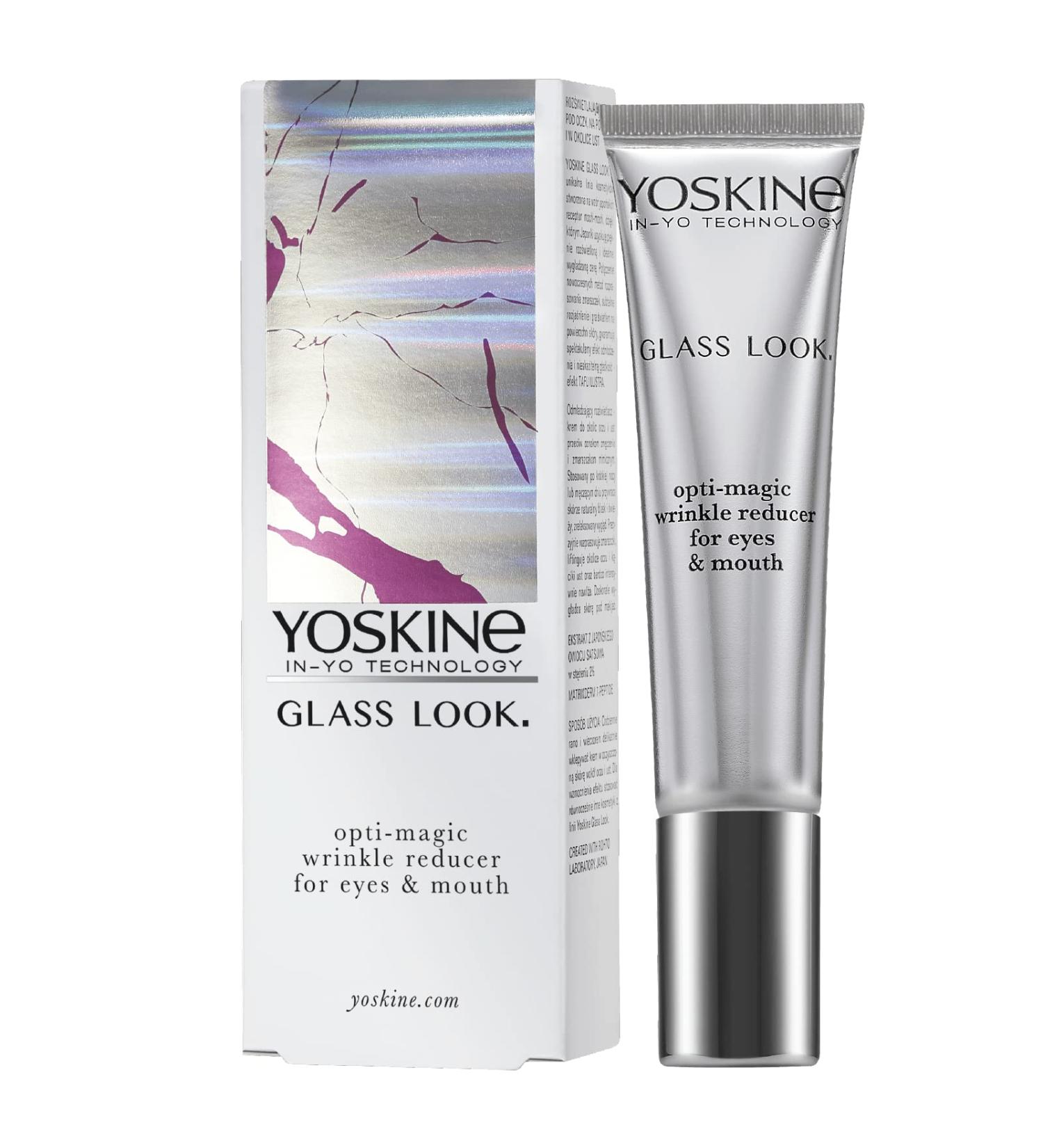 Yoskine Glass Look Eye Cream Against Wrinkles and Dark Circles - Effective Eye Cream - Intensive Lip Care and Eye Care - Anti-Ageing Moisturising Cream - Day and Night 15 ml - Buy Online on GoSupps.com