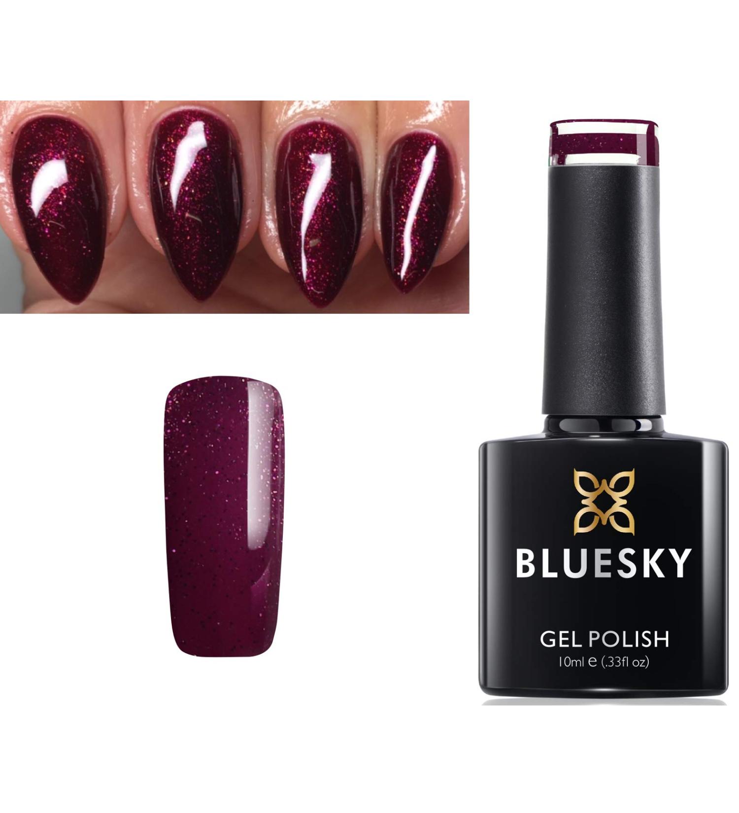 Bluesky Gel Nail Polish Dark Cherry Red with Glitter BRILLIANT UV LED Soak Off 10ml