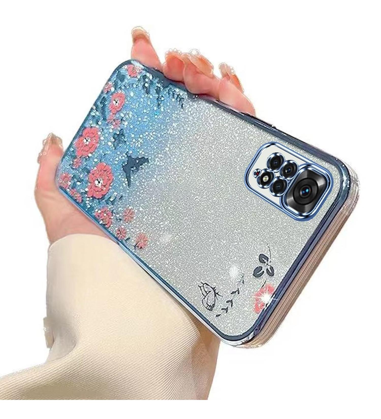 Tivenfezk Nadoli Glitter Diamond Case for Xiaomi Redmi Note 11 | Sparkle Flower Butterfly Soft Gradient Silicone Cover - Buy Online on GoSupps.com