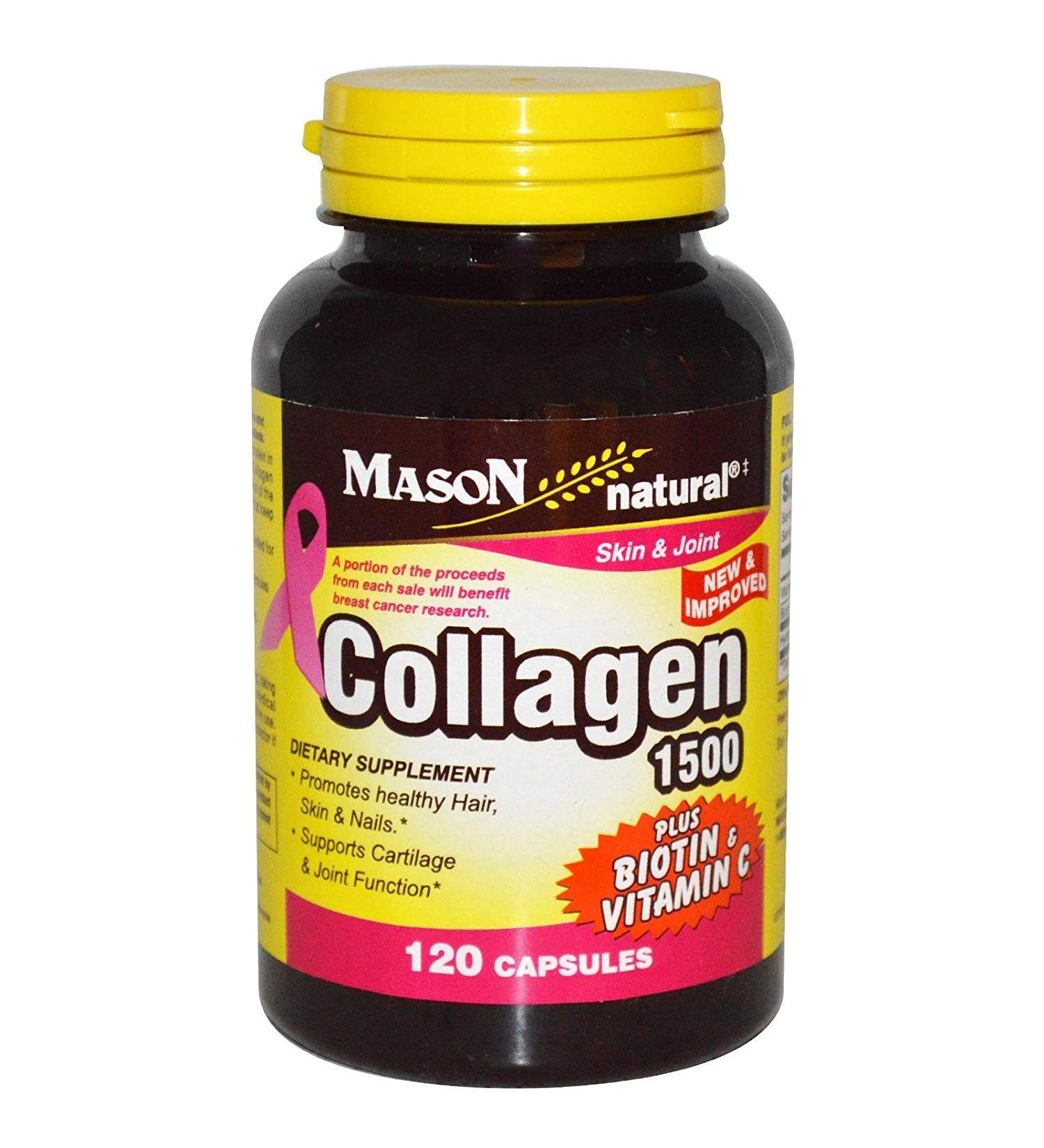 Mason Vitamins Collagen Plus Biotin & Vitamin C 1500 mg 120 Capsules per Bottle Pack of 6