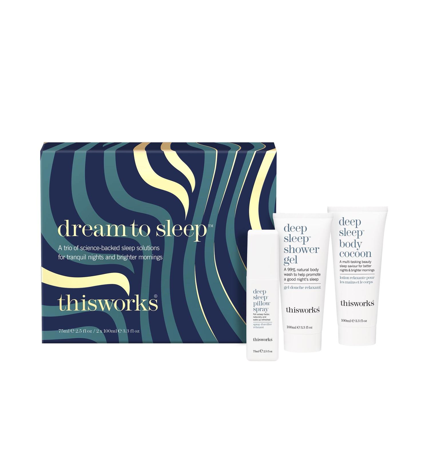 This Works Dream to Sleep Gift Set - Deep Sleep Pillow Spray Shower Gel and Deep Sleep Body Cocoon Body Lotion - Self Care and Sleep Gifts for Women Dream to Sleep Gift Set 2024 - Buy Online on GoSupps.com