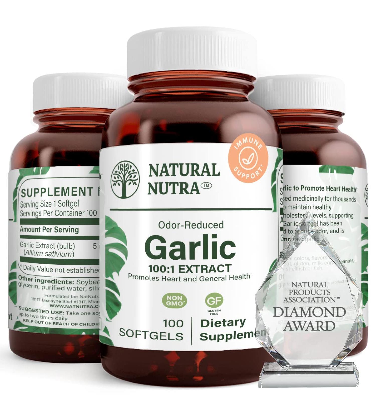 Natural Nutra Odorless Garlic Oil Supplement Organic Pills for Boost Heart Health & Skin Health Enhance Immune System Reduce Cyclical Issue Maintain Body Fat Oil Allium Sativum 500mg 100 Softgels - Buy Online on GoSupps.com