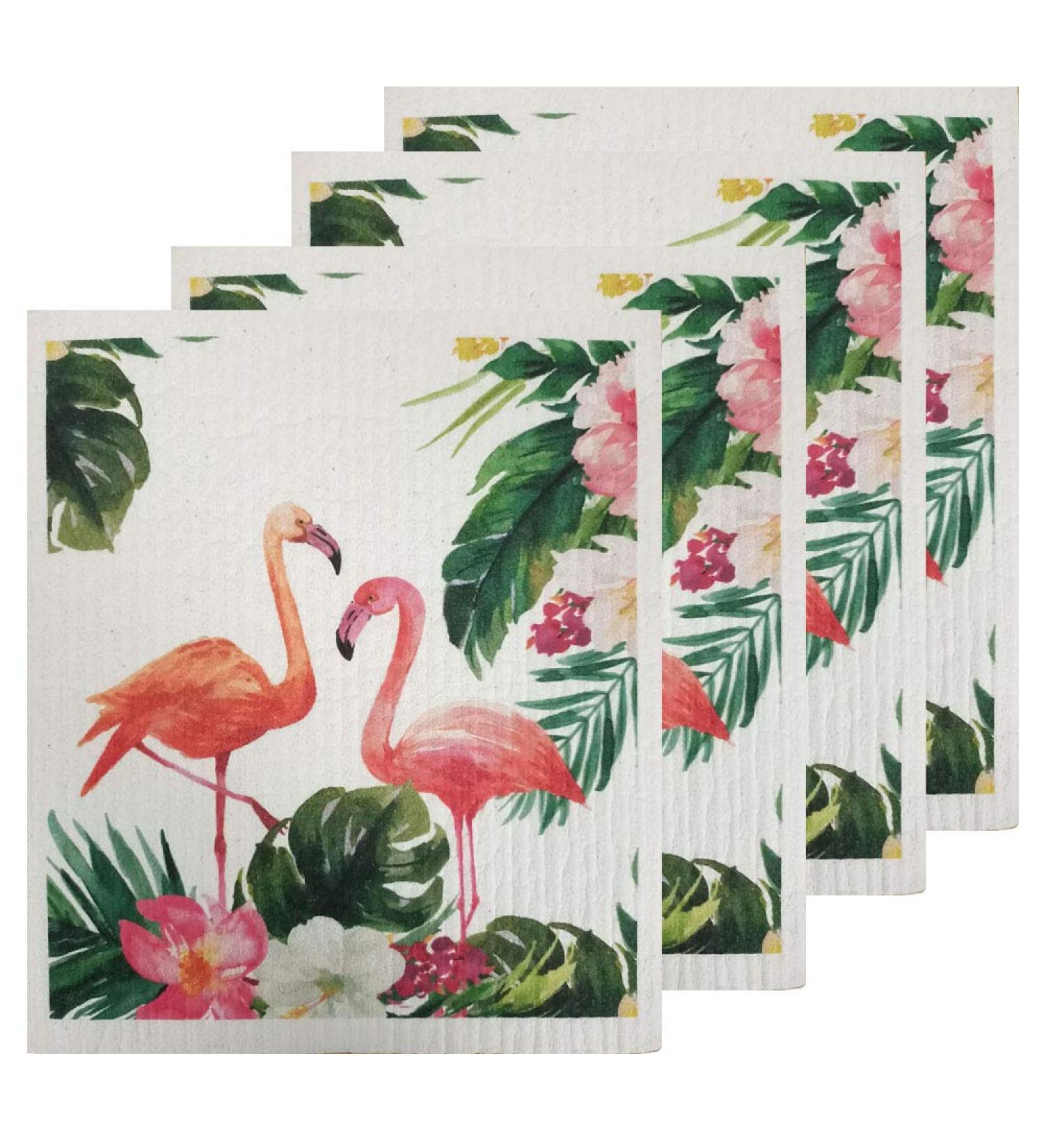 Swedish Dishcloth Kitchen Absorbent Sponge Cloths Fast Dry Dish Towels Set Cleaning Wipes (Flamingo A) - Buy Online on GoSupps.com