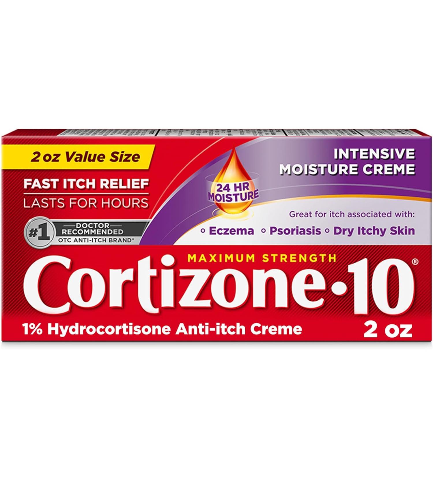 Cortizone 10 Maximum Strength Intensive Moisture Anti-Itch Cream 1% Hydrocortisone - 2 oz. - Buy Online on GoSupps.com
