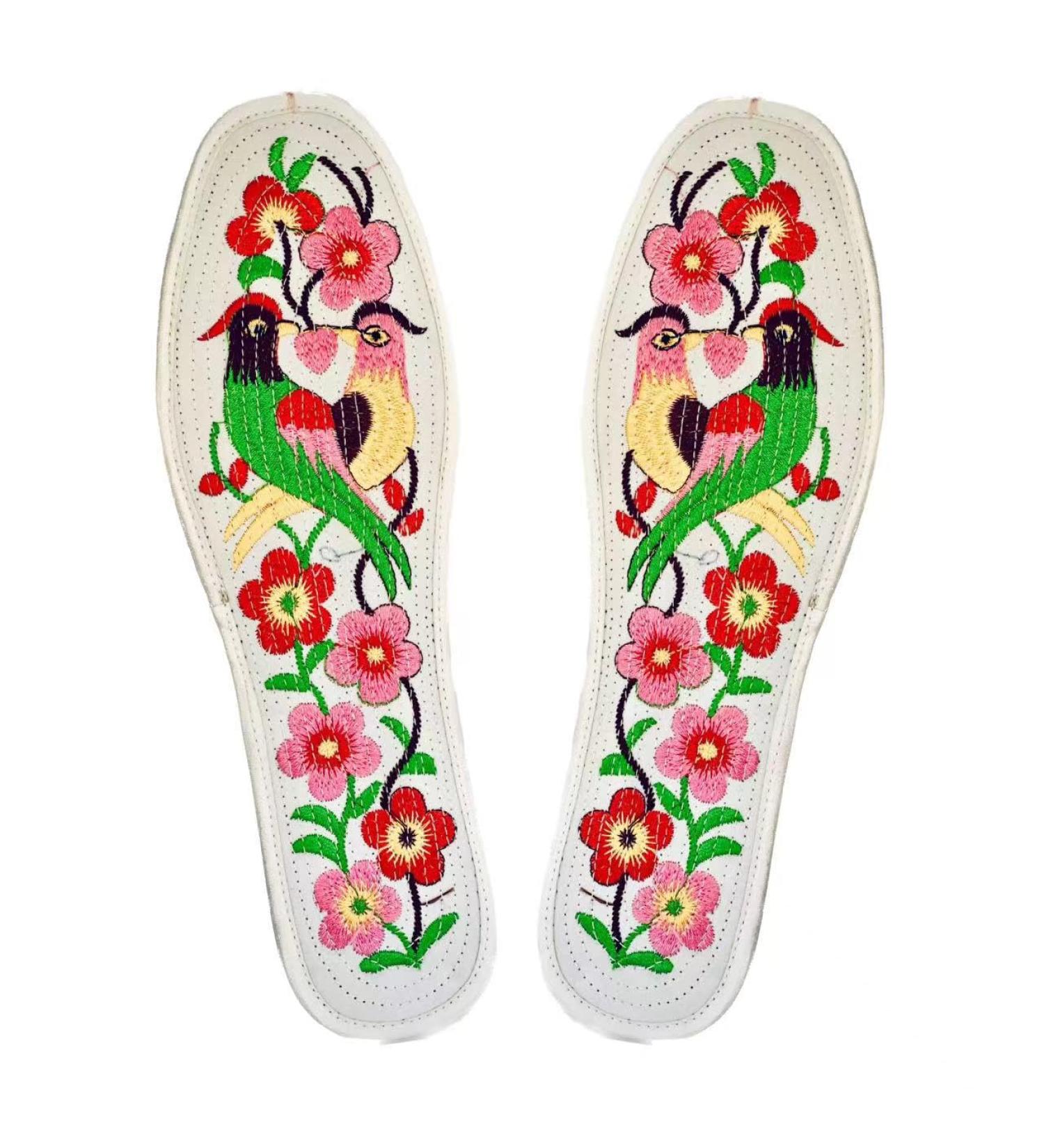 Embroidered Handmade Insoles Cotton Sockless Insoles Barefoot Inserts 9