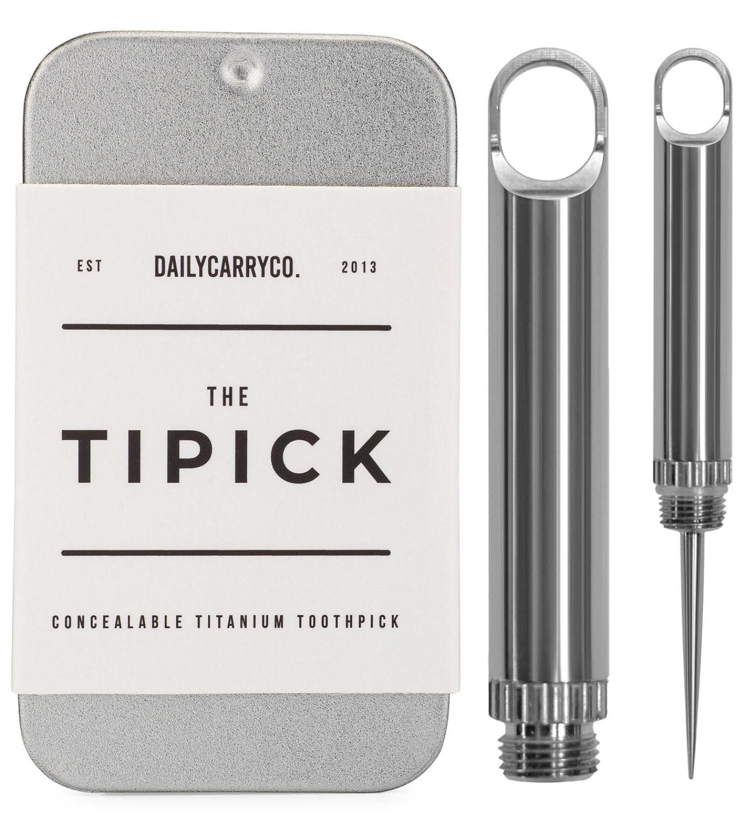 DAILYCARRYCO. TiPick Titanium Toothpick Holder - Portable Reusable EDC Toothpick - Compact Travel Accessory - Durable & Polished Titanium Design for On-the-Go Convenience - Buy Online on GoSupps.com