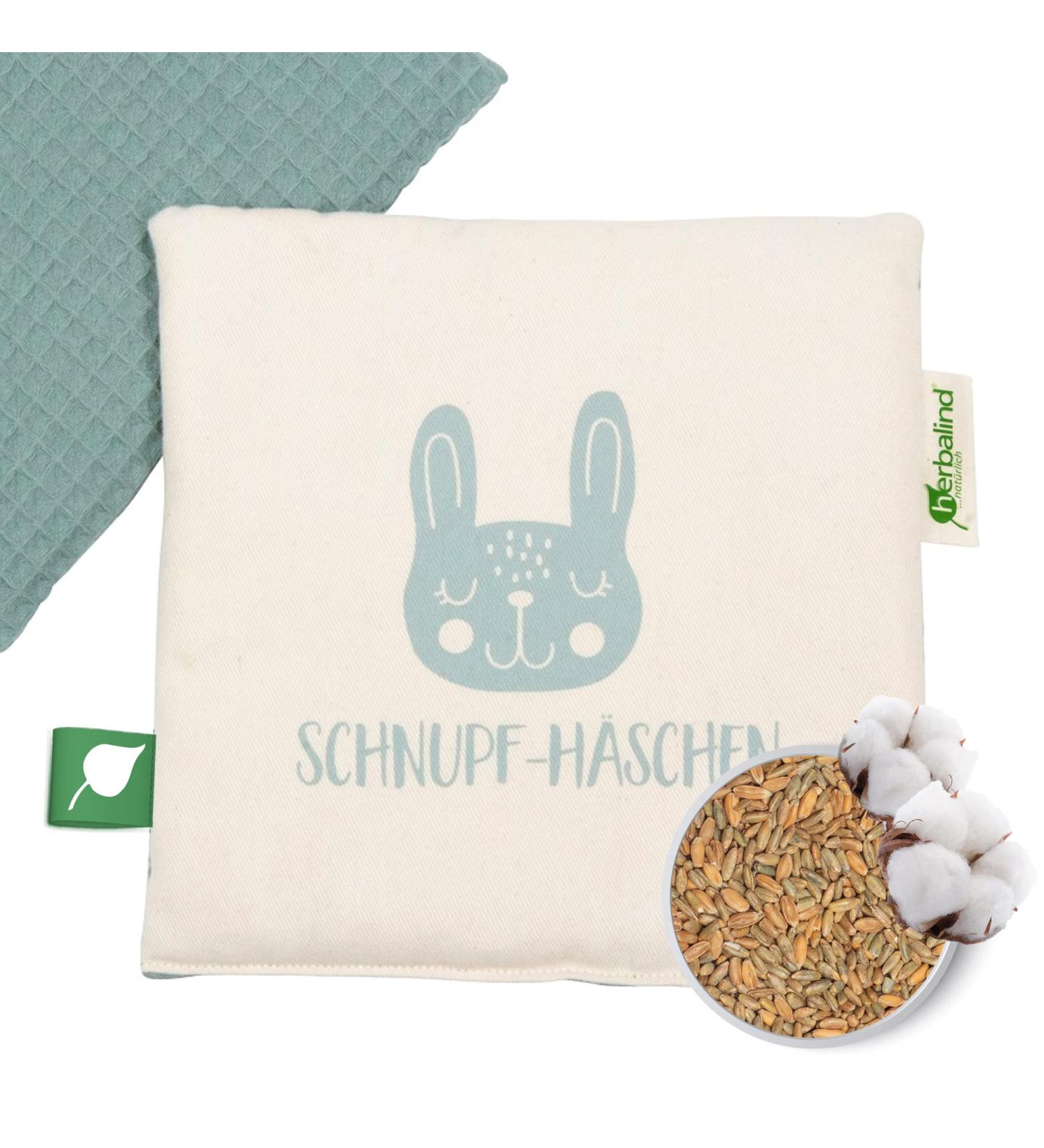 Harbalind Organic Warming Cushion for Babies & Children - Sniff Bunnies Herbal Pillow | 100% Cotton | 19x19 cm Birth Gift with Mint Scent - Buy Online on GoSupps.com