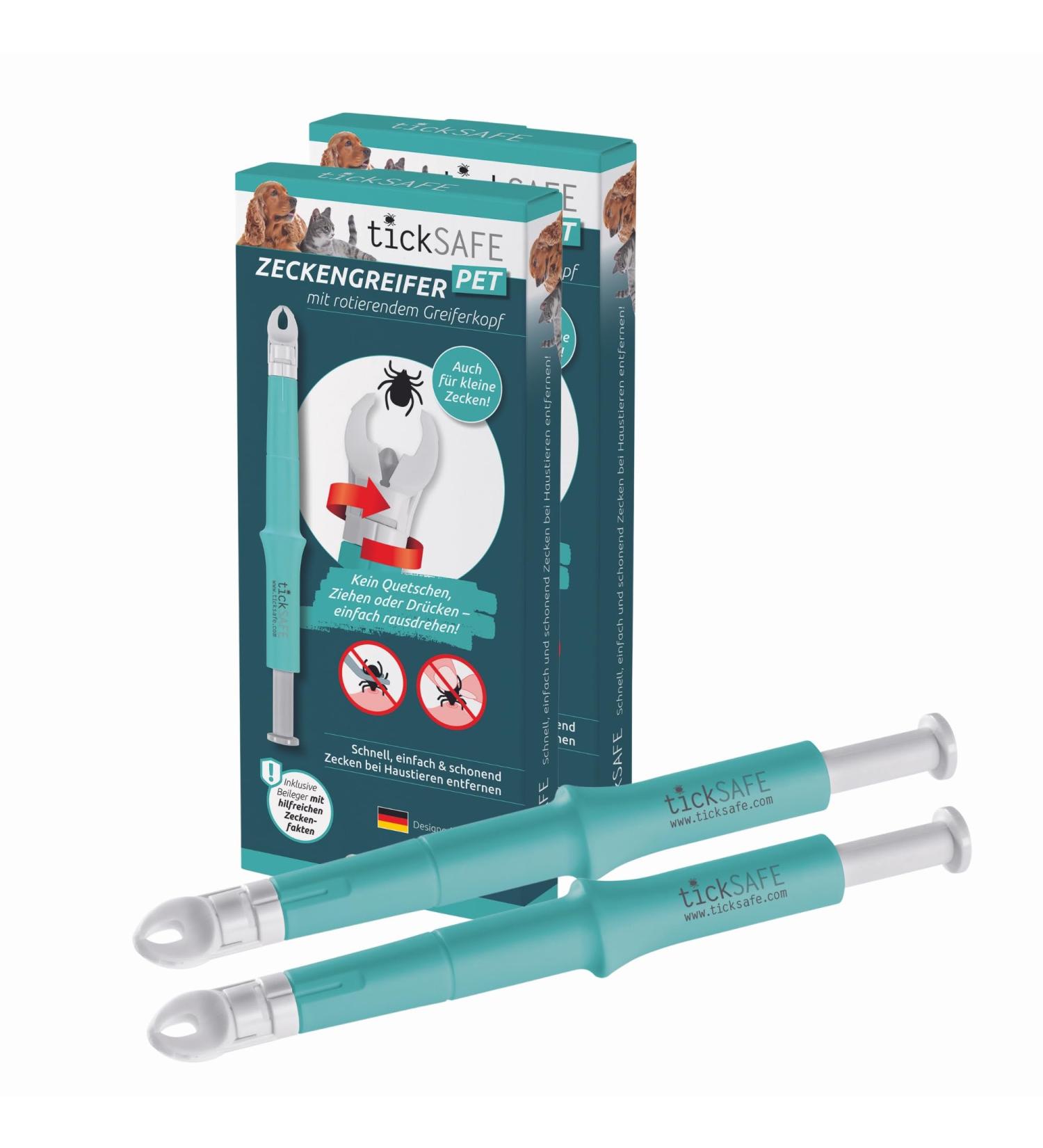 Ticksafe 2-Pack Tick Grippers with Rotating Head | Best Alternative to Tick Tongs - No Squeezing Pulling or Pressing - Turquoise for Animals - Buy Online on GoSupps.com