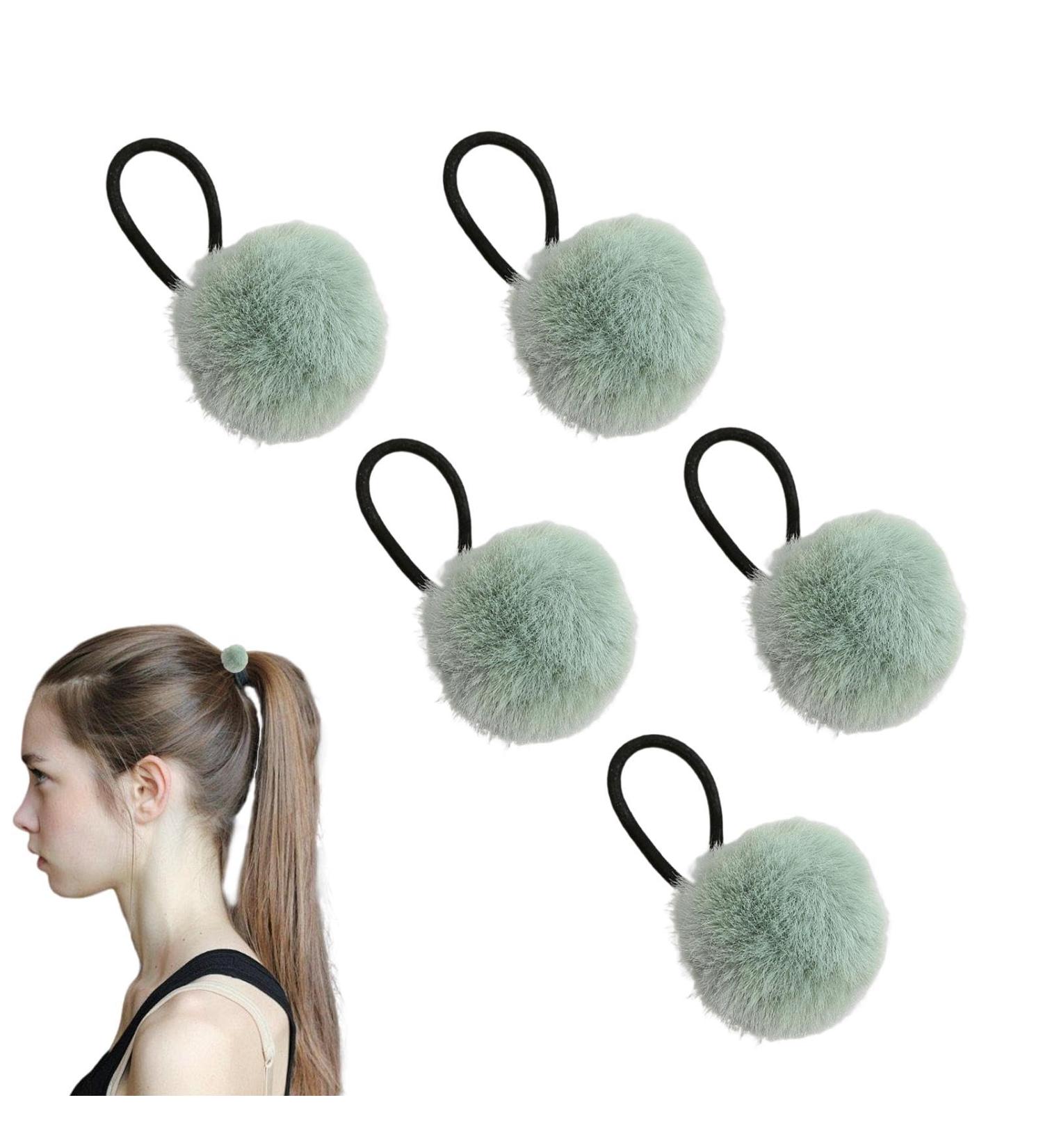 Hairband for Girls Girls' Colorful Pompom Hair Ring Ties | Chic Furry Ball Hair Ties Fashionable Hair Ring Ties for Dating Schools Green - Buy Online on GoSupps.com