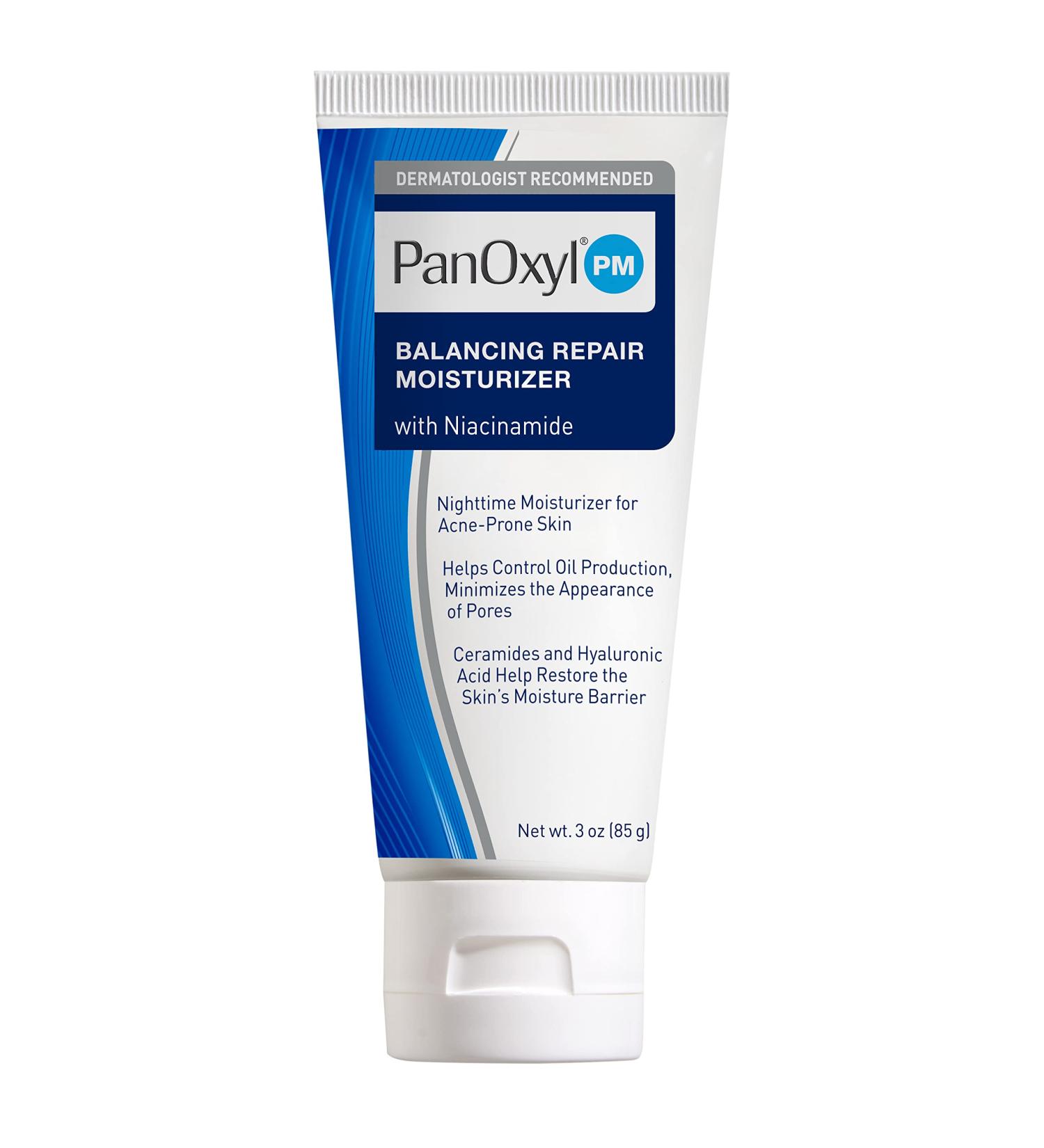 PanOxyl PM Balancing Repair Moisturizer | Hydrating Face Moisturizer for Acne Prone and Dry Skin | With Ceramides and Cica | Non-Comedogenic Night Face Moisturizer | 3 oz - Buy Online on GoSupps.com