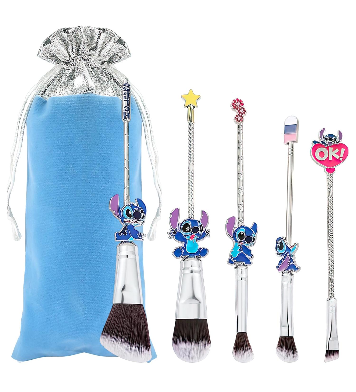 Cartoon Theme Stitch Makeup Brush Set 5Pcs with Storage Bag - Ideal Face Cosmetic Brushes for Eyes, Cheeks, and Lips - Perfect Birthday Gift for Women and Girls (Style 1) - Buy Online on GoSupps.com