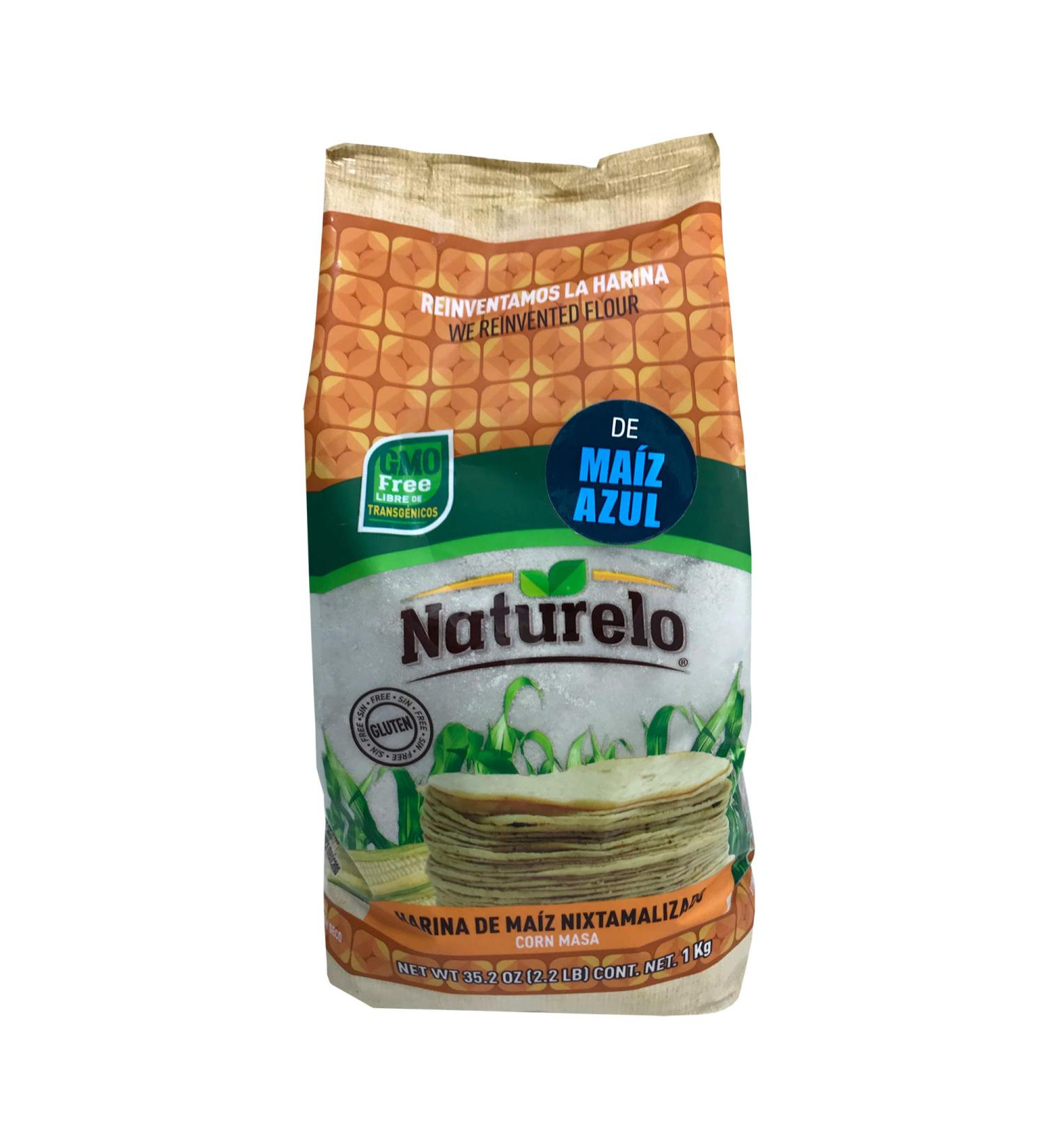 NATURELO 1Kg Nixtamalized Purple Cornmeal - 100% Natural Harina de Maiz Azul Azteca - Buy Online on GoSupps.com
