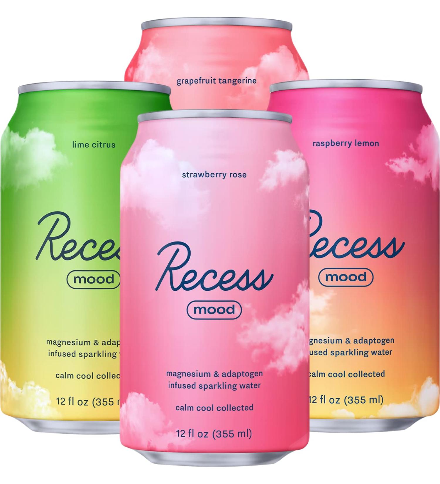 Recess Mood Magnesium & Adaptogen Drink Relaxation Beverage 12 Ounce (Variety Pack 12 Pack) New Sampler - Buy Online on GoSupps.com