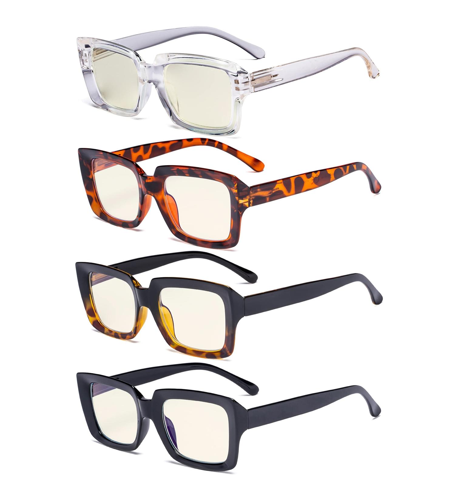 Eyekepper 4 Pack Reading Glasses - Blue Light Blocking Oversized Square Computer Readers +2.50 | Stylish & Comfortable Vision Solutions - Buy Online on GoSupps.com
