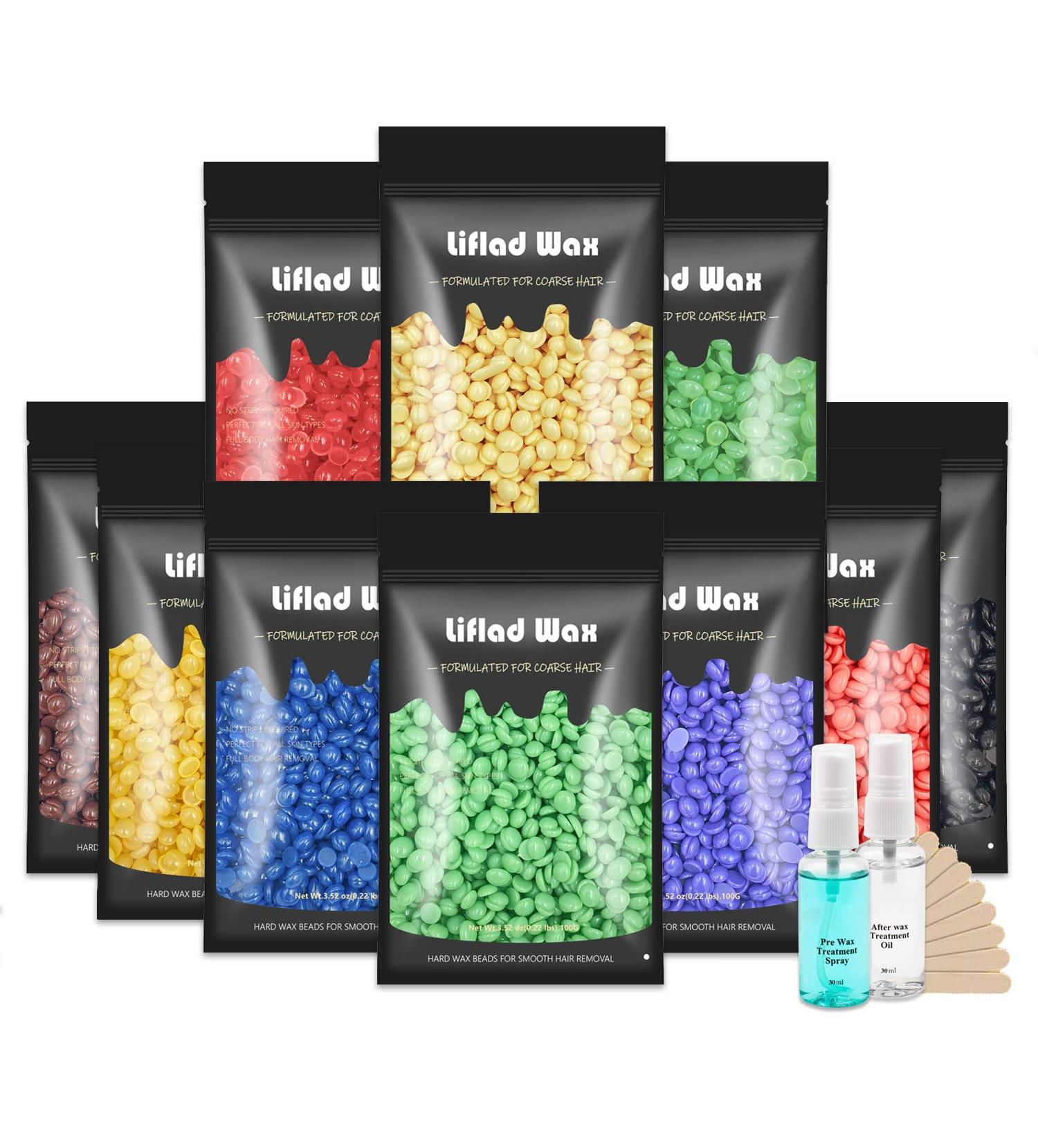 Coarse Hair Removal Kit: 2.2 lb. Hard Wax Beads - 10 Pack Depilatory Wax Beans for Face, Eyebrow, Body - Includes Spatulas - Ideal for Any Wax Warmer - Buy Online on GoSupps.com