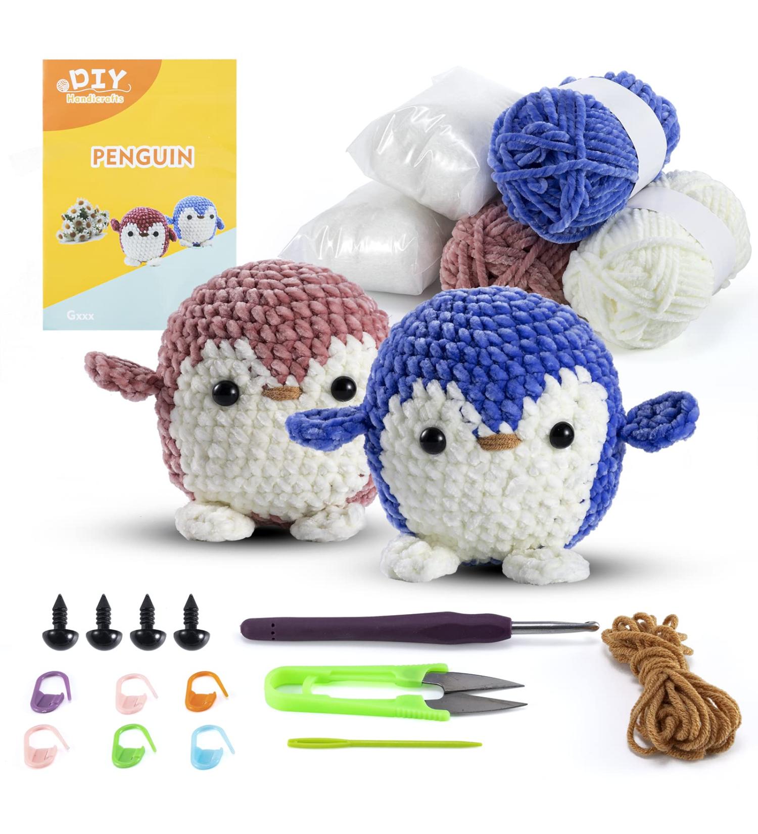 Kennifer Crochet Kit for Beginners - Penguin Design | Step by Step Tutorials for Kids & Adults | Yarn, Hook, Needles, Scissors Included - Buy Online on GoSupps.com