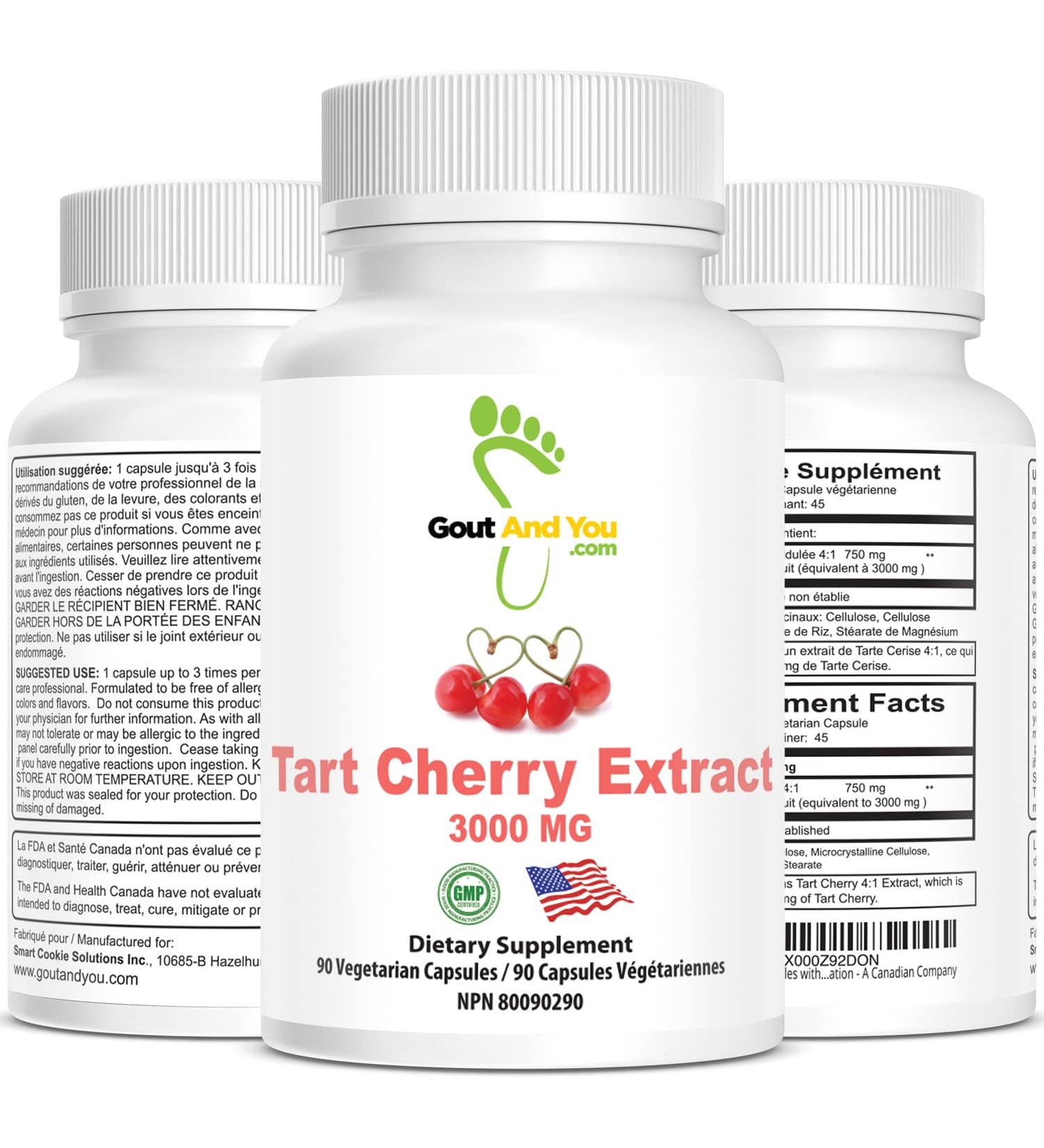 Premium Tart Cherry Extract | 3000mg Per Serving | 90 Gluten-Free Capsules - Buy Online on GoSupps.com