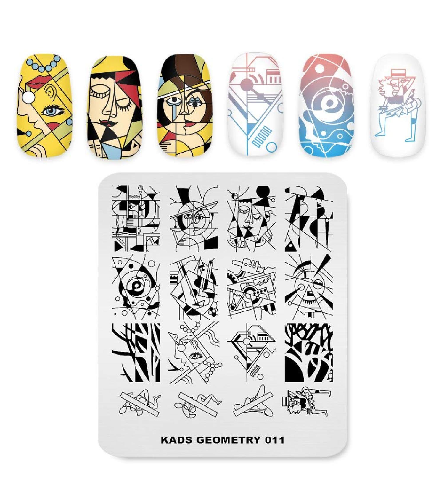 Alexnailart Geometric Nail Stamping Plate Creative Abstract Design Templates for DIY Nail Art | Multi-Pattern Manicure Tools (GE011) - Buy Online on GoSupps.com
