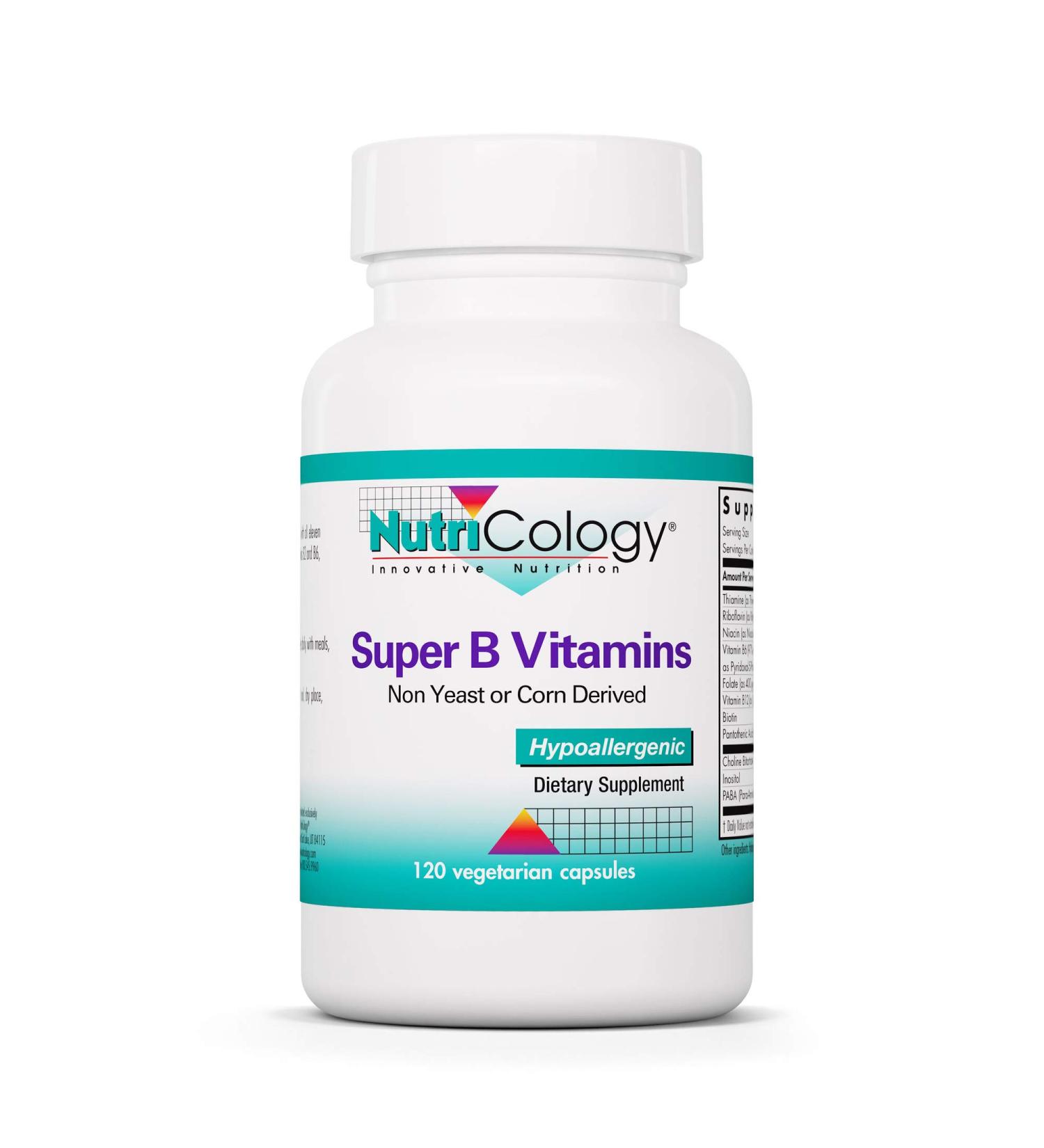 Nutricology Super B Vitamins - 120 Vegetarian Capsules for Energy & Health - Buy Online on GoSupps.com