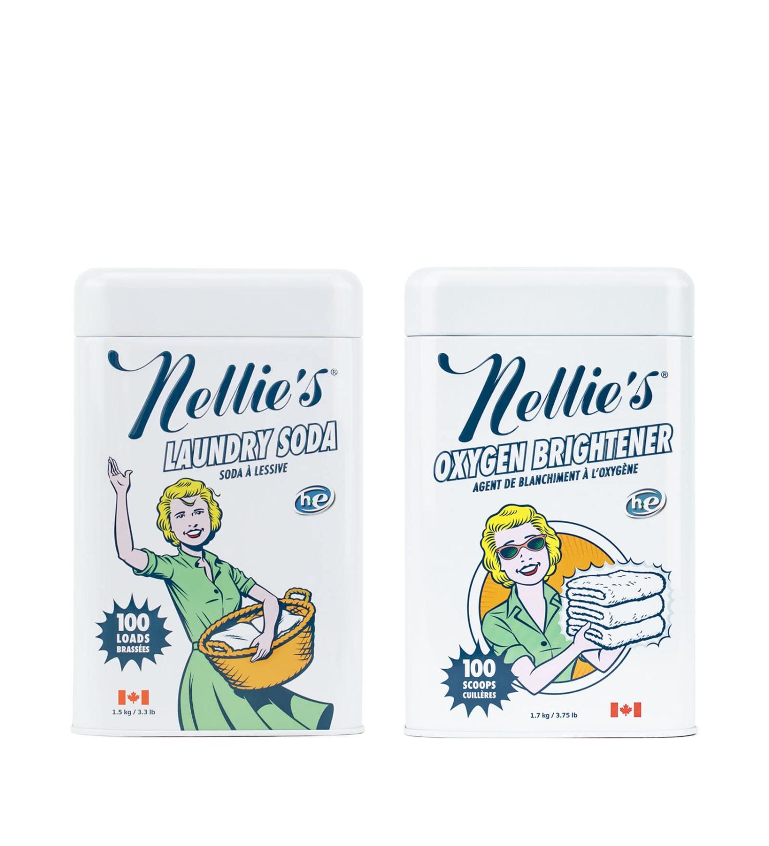 Nellie's Laundry Soda & Oxygen Brightener Combo Pack - 3.3 lbs Laundry Soda for 100 Loads + Oxygen Brightener - Cleaning Combo Pack 100 - Buy Online on GoSupps.com