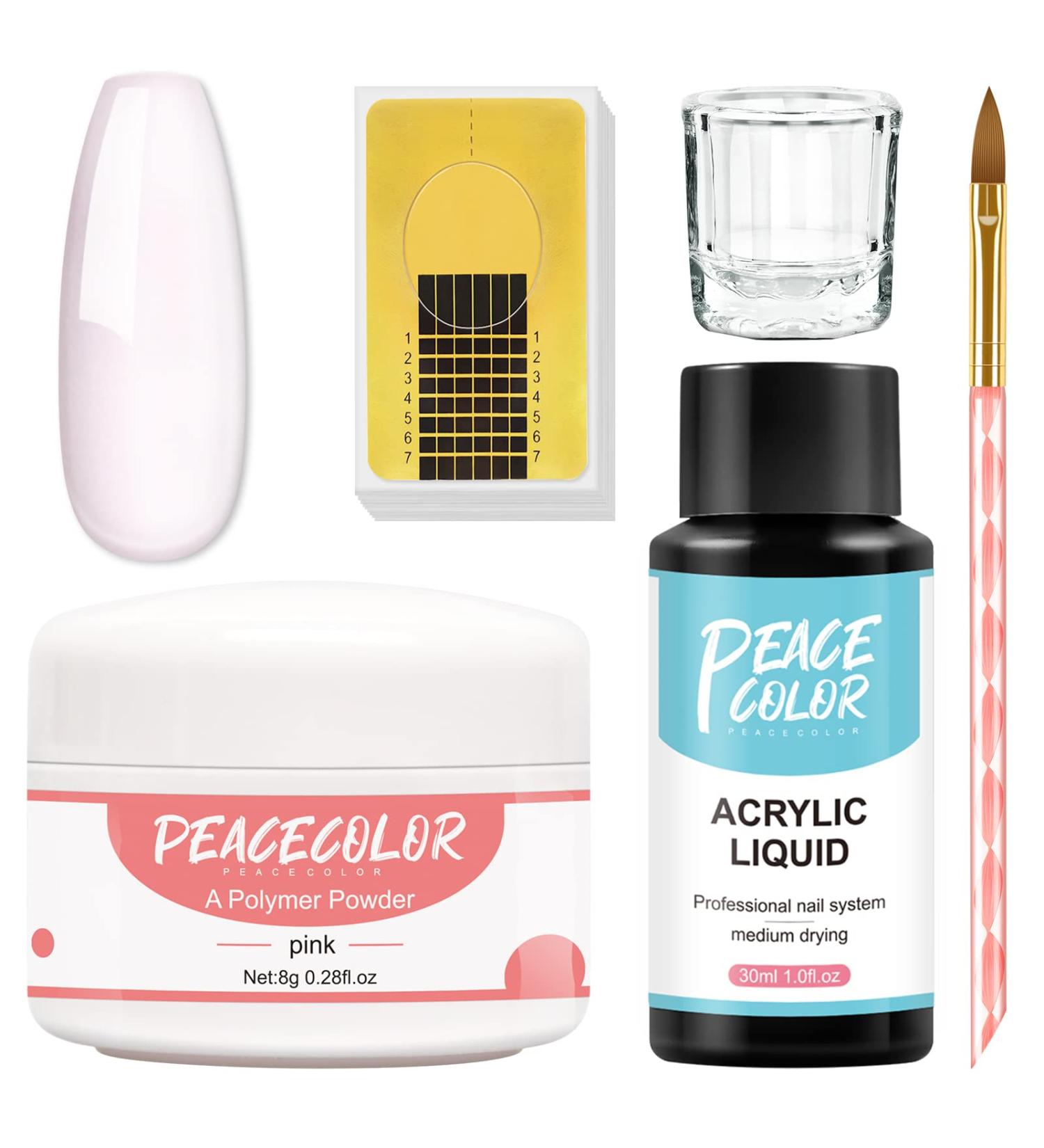 PEACECOLOR Acrylic Nail Kit with 8G Pink Acrylic Powder 30ML Acrylic Liquid Monomer Nail Art Pen Brush 20PC Nail Forms Glass Cup for Acrylic Nails Extension and Carving Beginner kit color 187 - Buy Online on GoSupps.com