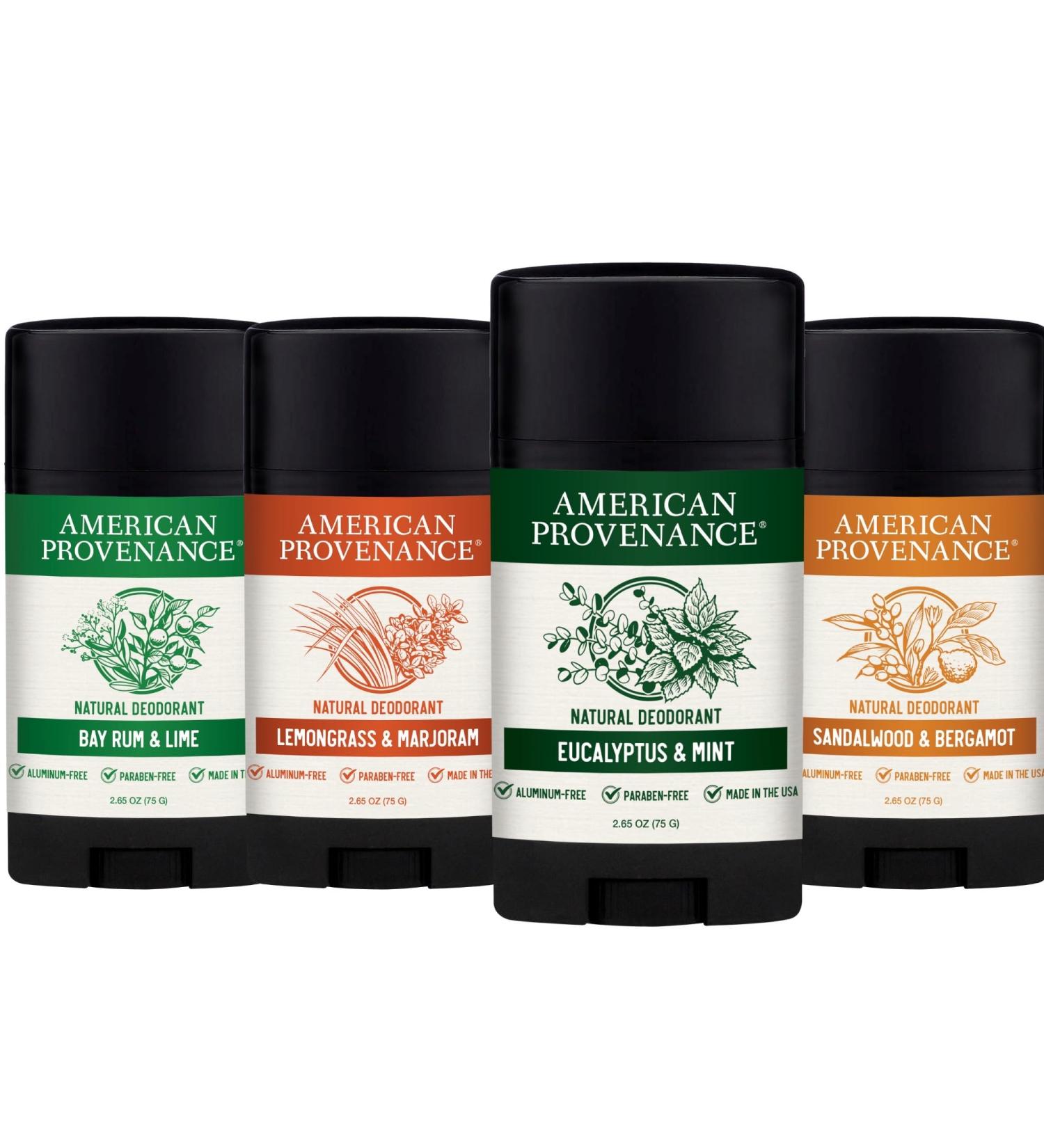 American Provenance Eucalyptus & Mint Sandalwood & Bergamot Bay Rum & Lime and Lemongrasss & Marjoram Deodorant Bundle - Buy Online on GoSupps.com