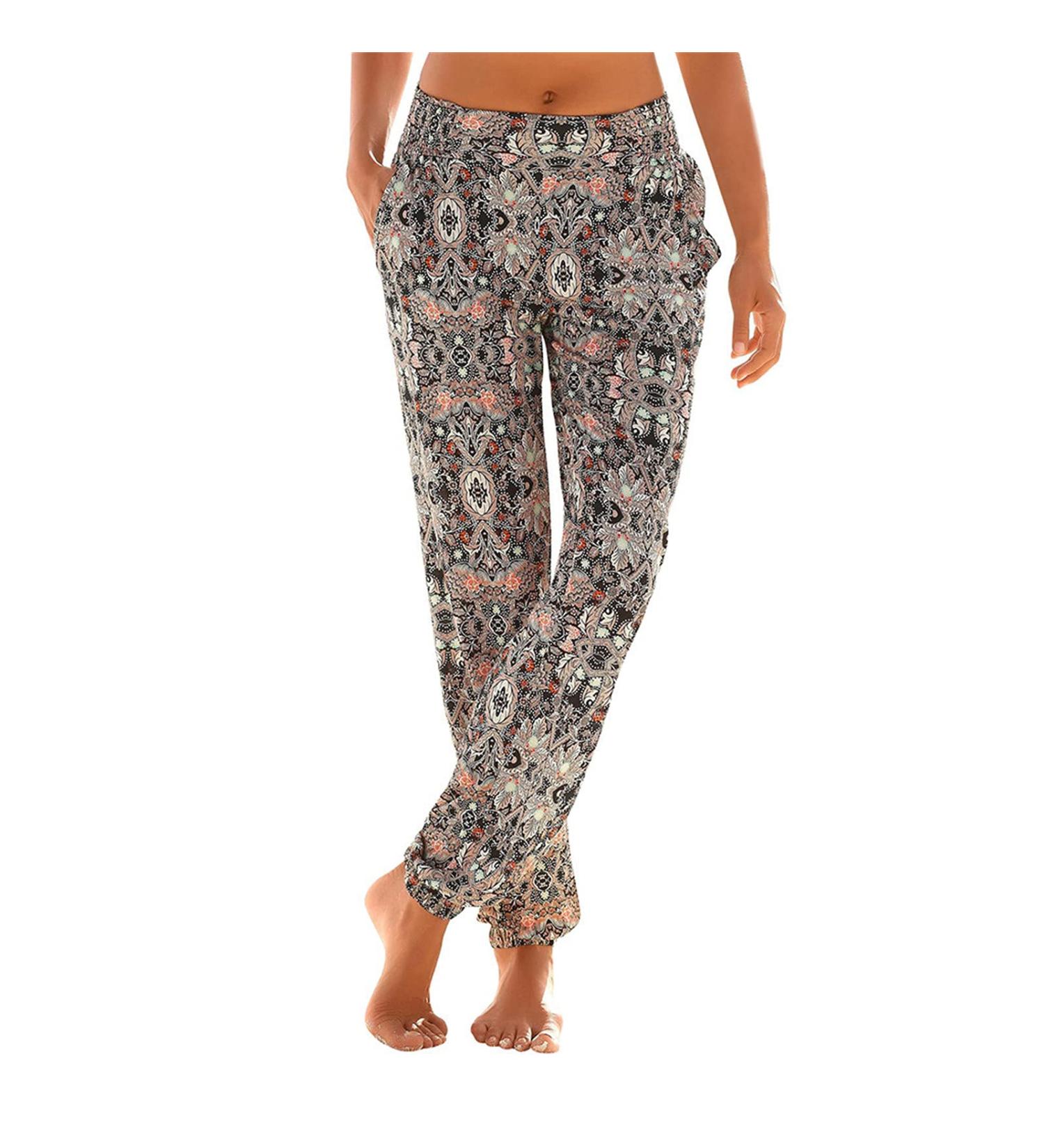 Ronony Women's Summer Beach Pants - Lightweight Boho Casual Harem Trousers - Printed & Comfortable Fit - Buy Online on GoSupps.com