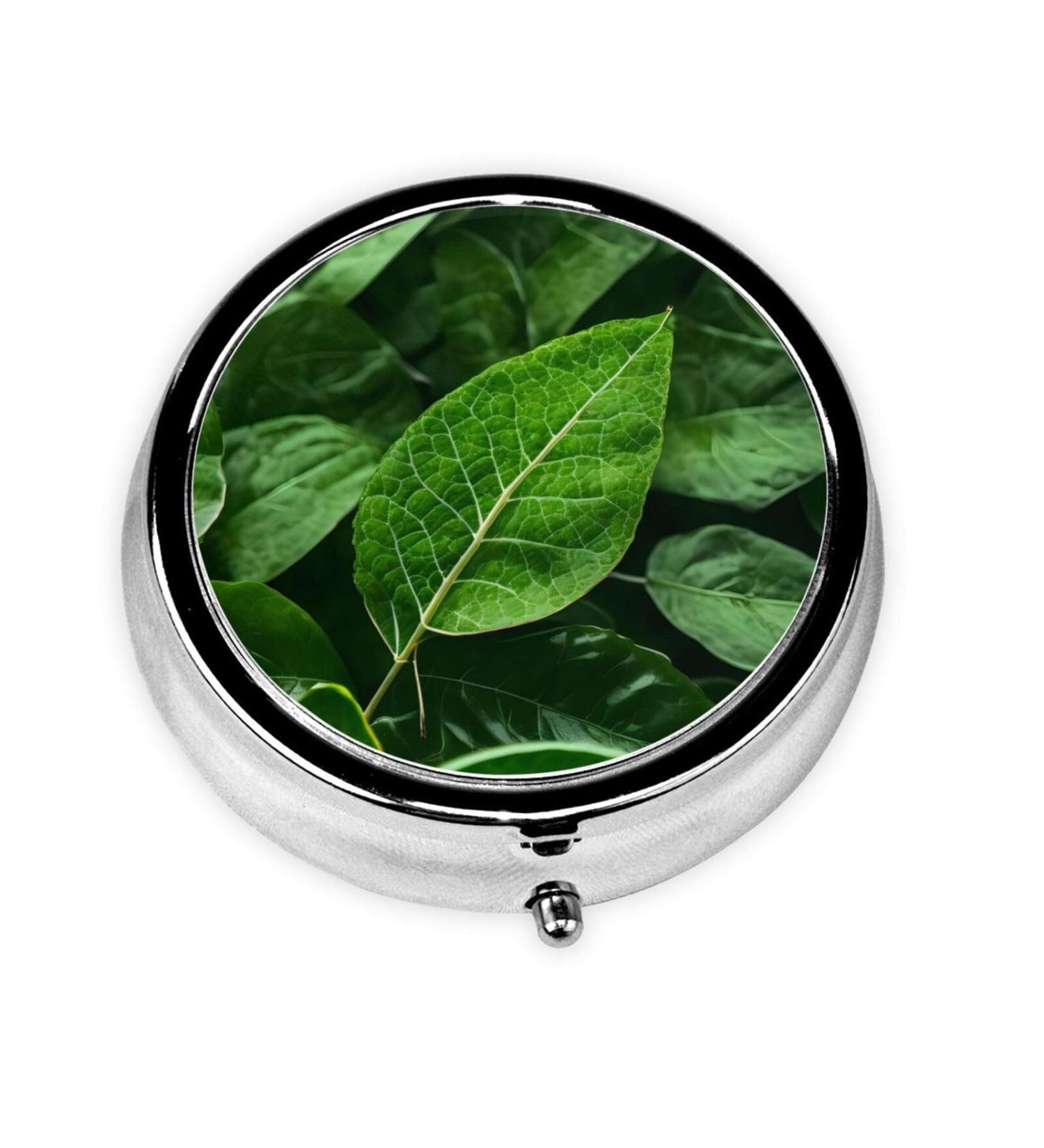 Green Leaf Nature Round Pill Box | 3 Compartment Portable Travel Organizer | Ideal for Traveling - Buy Online on GoSupps.com