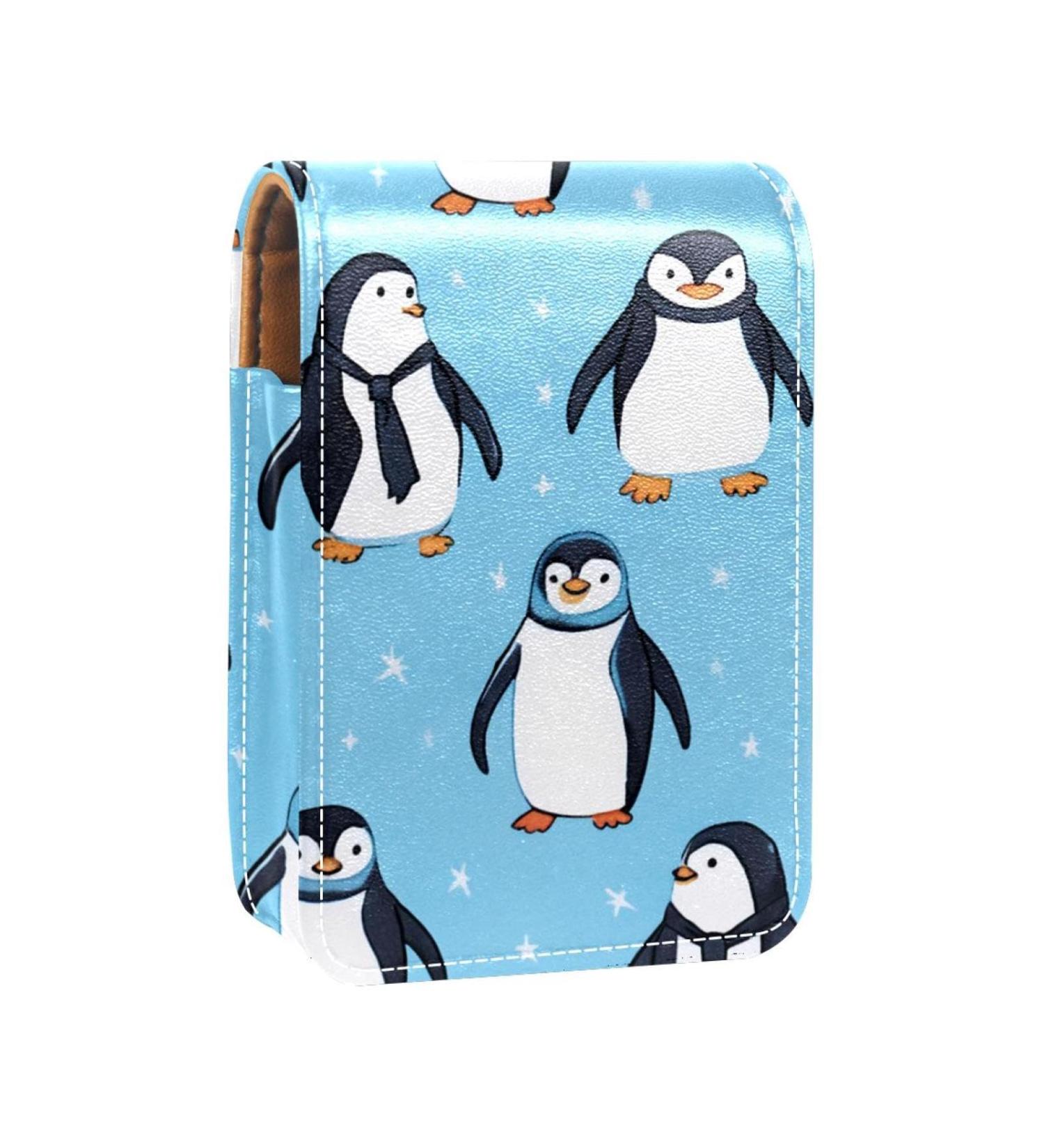 Buy Leather Lipstick Case Organizer with Mirror - Mini Lipstick Holder Bag | Blue Penguins Design - International Shipping Available - Buy Online on GoSupps.com