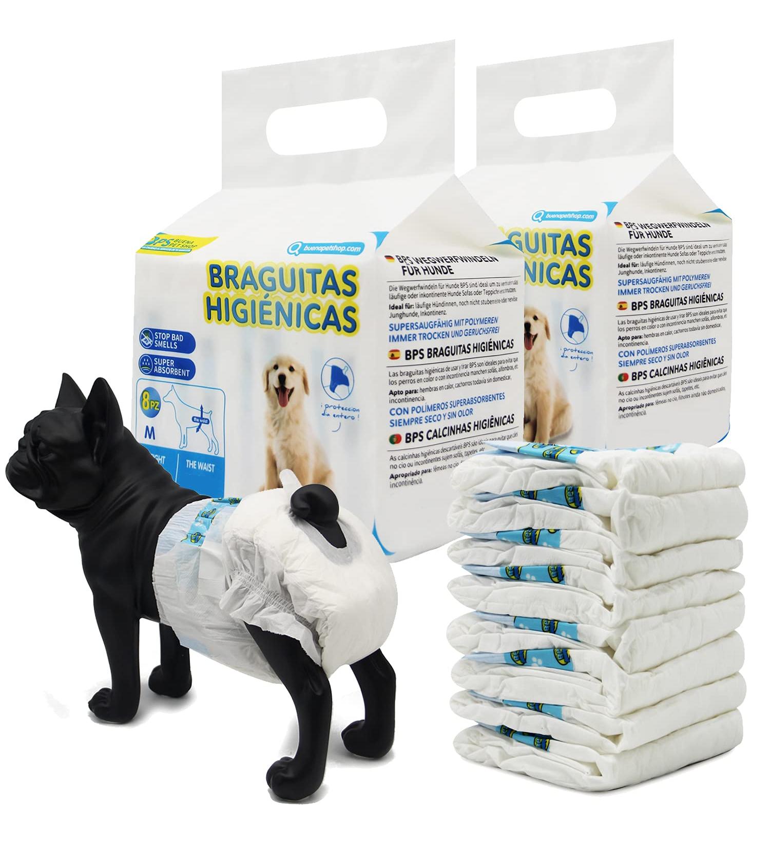 Buy BPS 16-Pack Super Absorbent Disposable Diapers for Dogs | Hygienic Pet Training | Sizes M & More - Buy Online on GoSupps.com