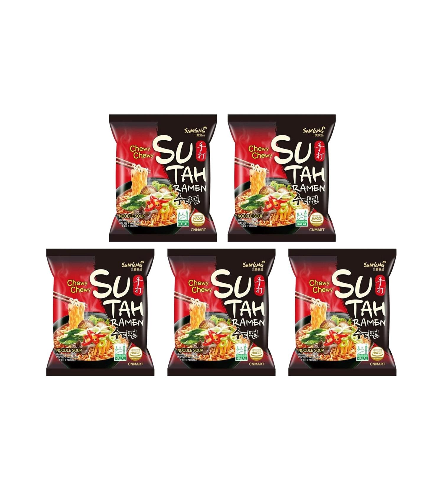 CNMART Samyang Sutah Ramen Hot and Spicy Beef Flavour Instant Noodles Halal 120g (Pack of 5) - Buy Online on GoSupps.com