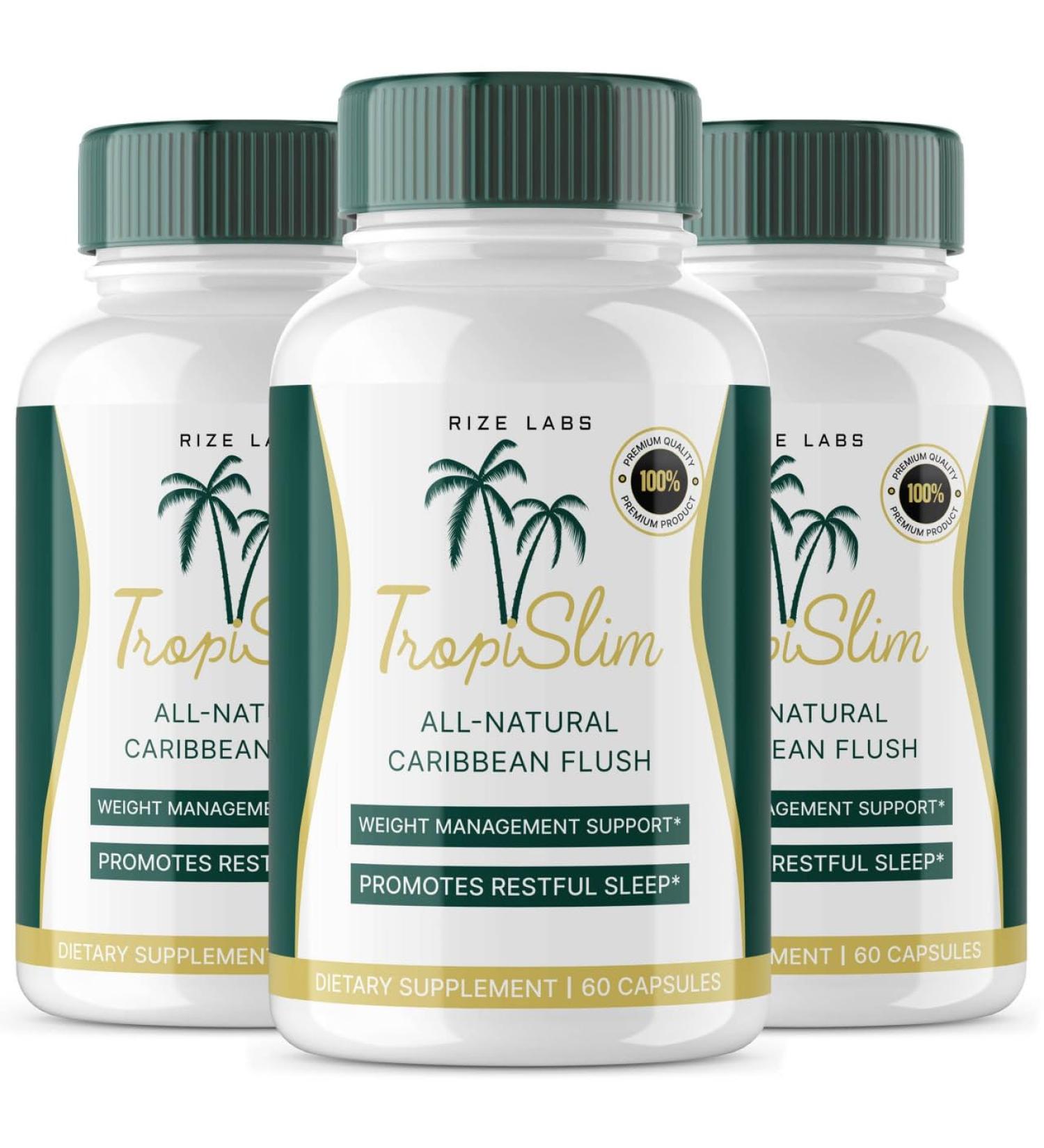 (Official 3 Pack) Tropislim Tropislim All Natural Caribbean Flush Weight Loss Supplement Tropislim Slimming Capsules for Women Healthy Lifestyle + Leaner Physique Tropical Reviews (180 Capsules) - Buy Online on GoSupps.com