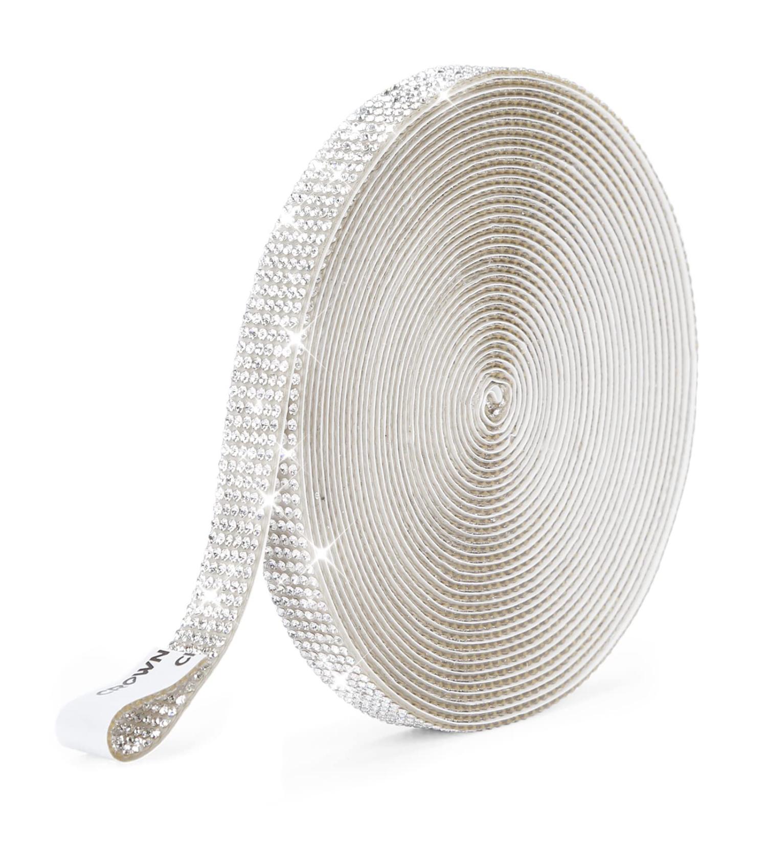 Self Adhesive Rhinestone Strips Tape - Silver Crystal Ribbon for DIY Event Decor - 2mm Rhinestones - 0.51inch X 6.6 Yards - Buy Online on GoSupps.com