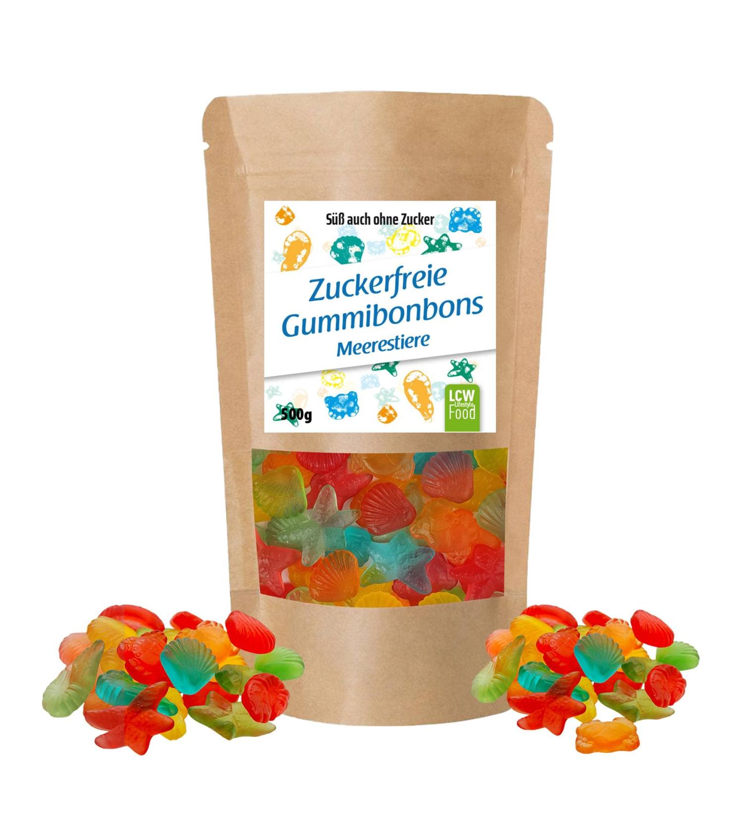 Sugar-Free Rubber Bonbons Sea Animals | 500g Bag | 0g Sugar Fat-Free Gummy Bears with Maltitol | LCW - Buy Online on GoSupps.com
