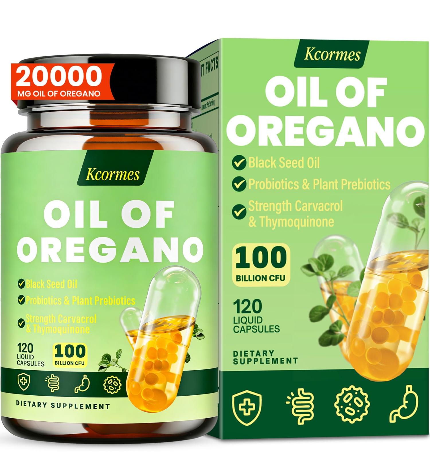 Oil Of Oregano with Black Seed Oil - 20000mg Oregano | 17 in 1 Herbal Blend with Probiotic 20x Strength Carvacrol & Thymoquinone | For Immune Antioxidant & Digestive 120 Liquid Phyto-Capsule Pack of 1 - Buy Online on GoSupps.com