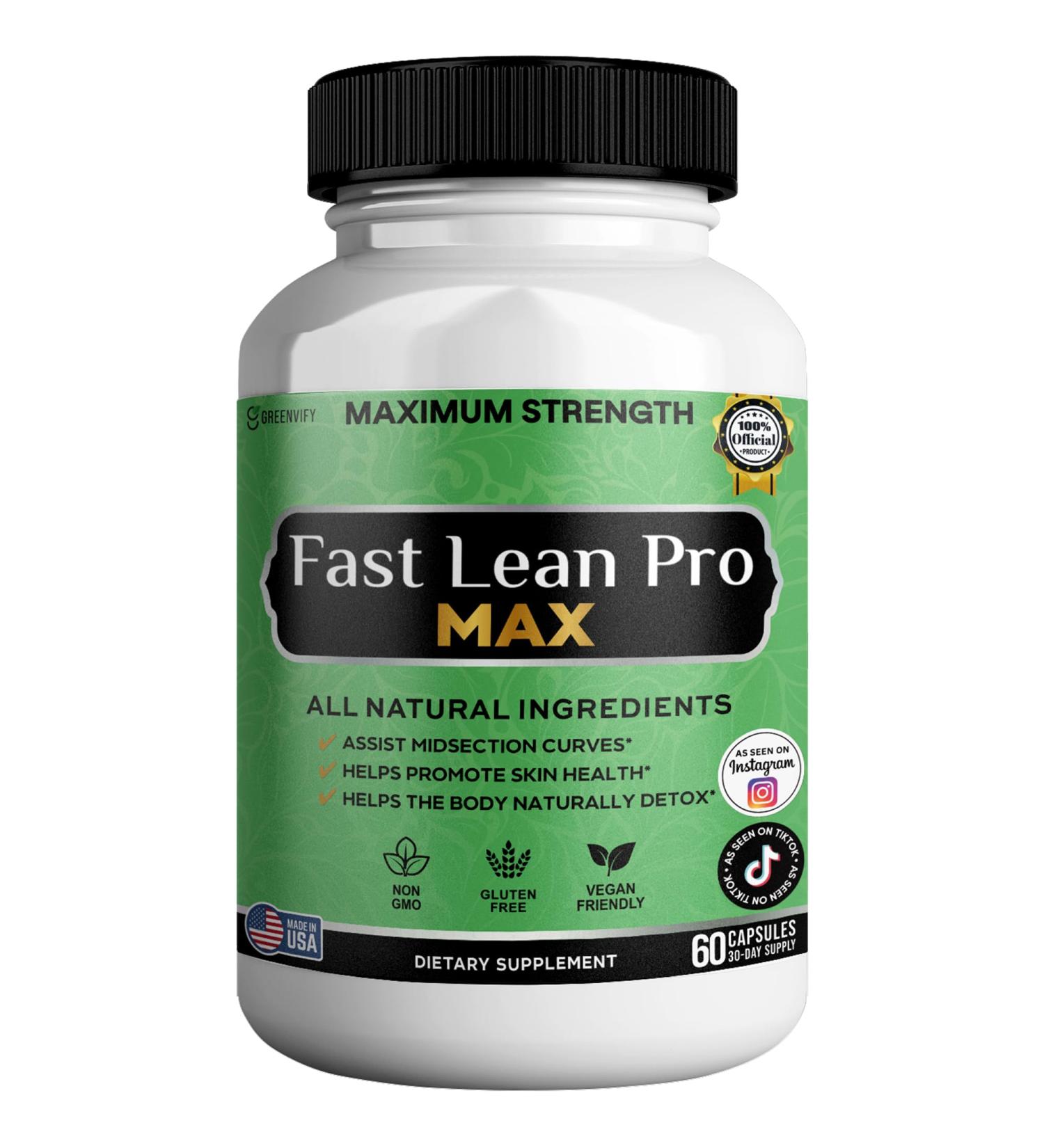 Fast Lean Pro Max Natural Dietary Supplement 60 Capsules 30-Day Supply All Natural Ingredients Vegan Friendly (1) - Buy Online on GoSupps.com