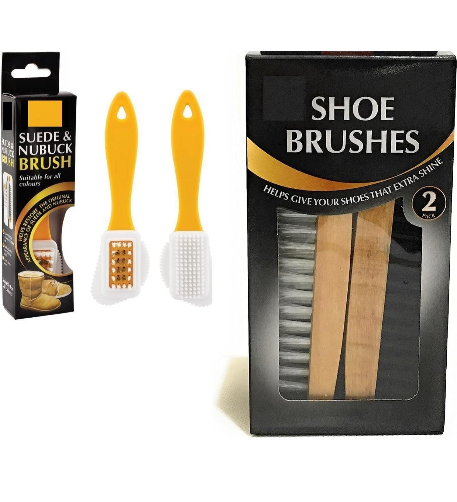 3pk Wooden Handle Shoe Brush Set for Suede & Nubuck Shoes - Double Sided Applicator & Buffing Brushes - Shoe Shine and Polish for Boots - Buy Online on GoSupps.com