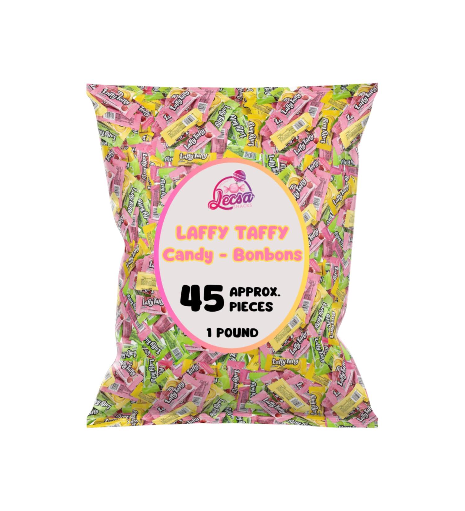 Chewy Candy Laffy Taffy - Assorted Flavours Banana Strawberry Sour Apple - Individually Wrapped 10g bar - Lecsa Specialty Snacks - 454g (1LB) - Buy Online on GoSupps.com