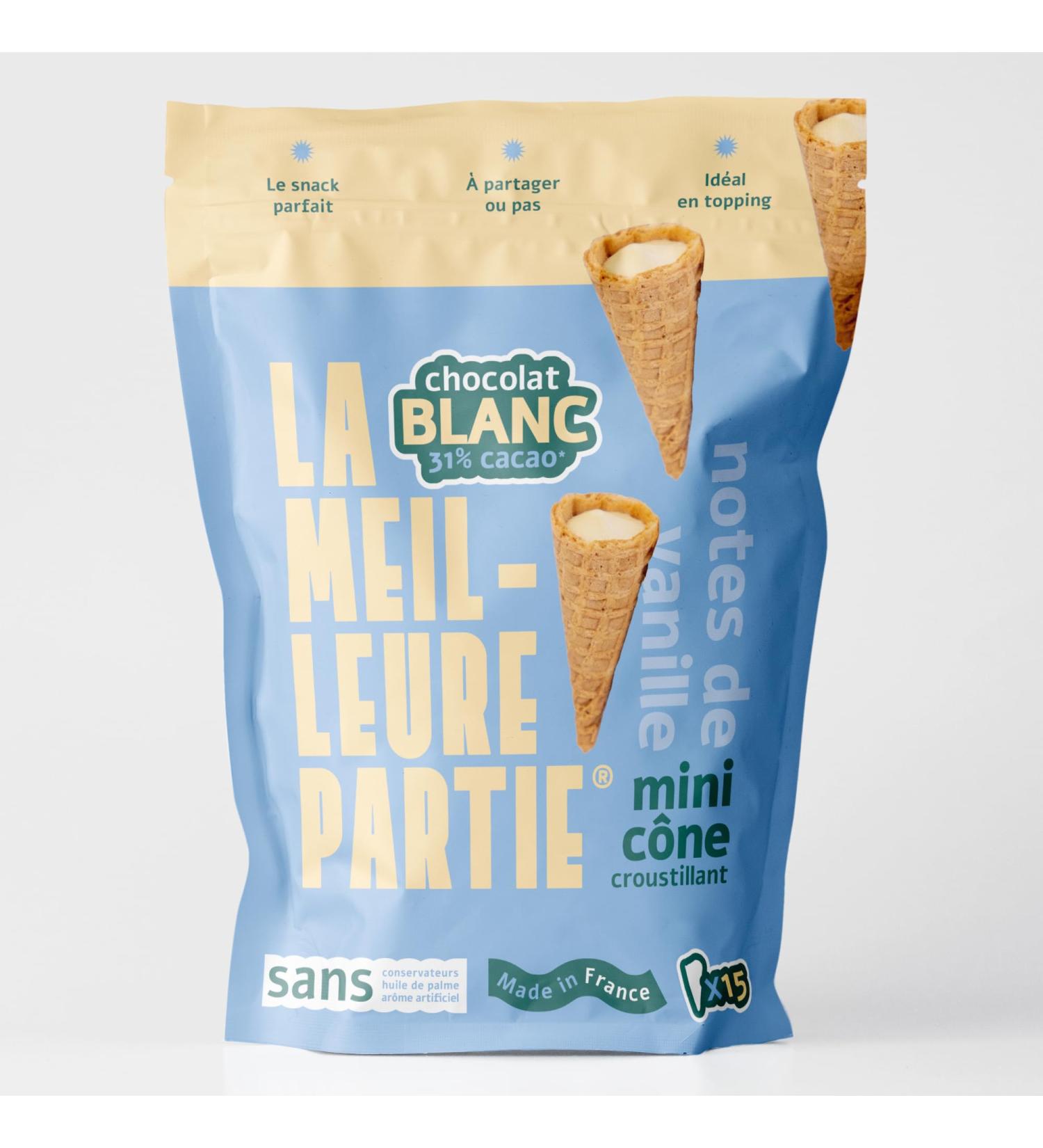 The Best Part - Mini Crispy Cone Filled with White Chocolate 31% Cacao | Sustainable Cocoa and Palm Oil Free | Made In France - Buy Online on GoSupps.com