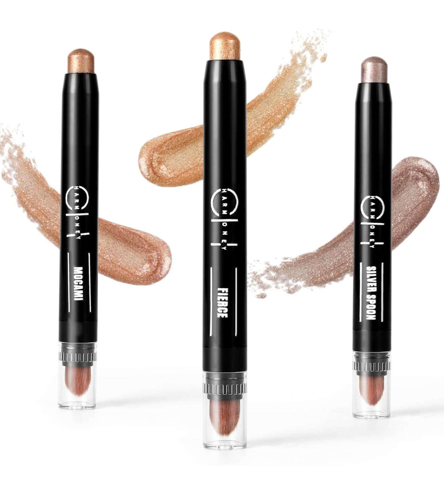 BTremary Glitter Eyeshadow Stick 3PCS - Brown Gold Smokey Eye Makeup Pencil Set - Buy Online on GoSupps.com
