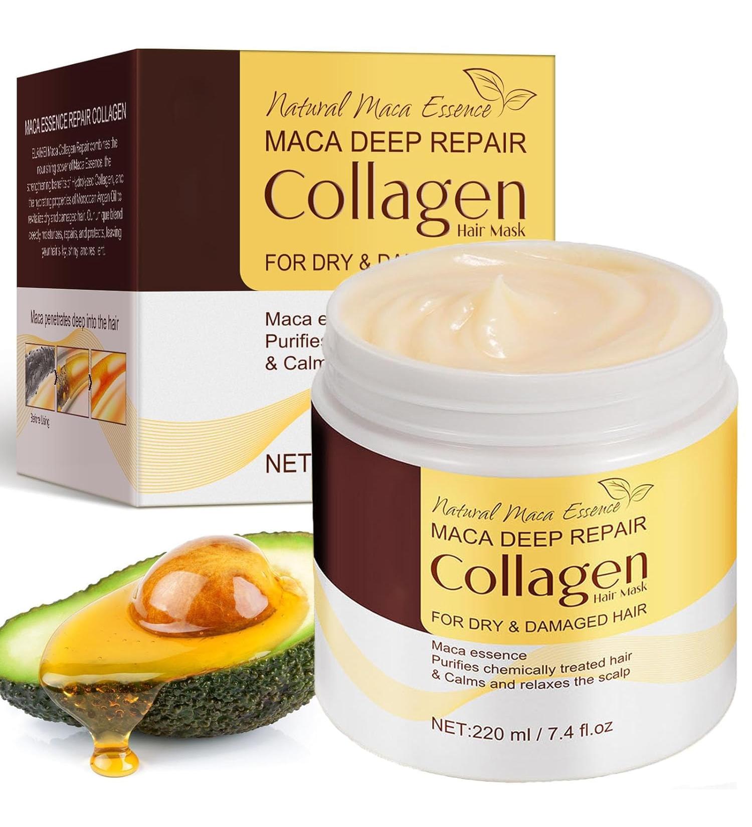 OHCVG Collagen Hair Mask Deep Conditioning to Repair Dry and Damaged Curly Hair Deep Repairing Conditioner Containing Maca Essence - Buy Online on GoSupps.com