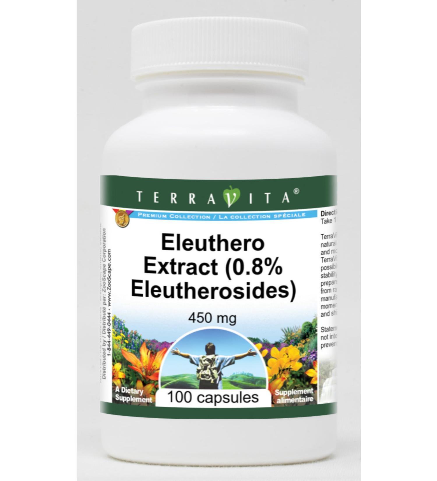 Eleuthero Extract (0.8% Eleutherosides) - 450 mg (100 Capsules ZIN: 514304) - Buy Online on GoSupps.com