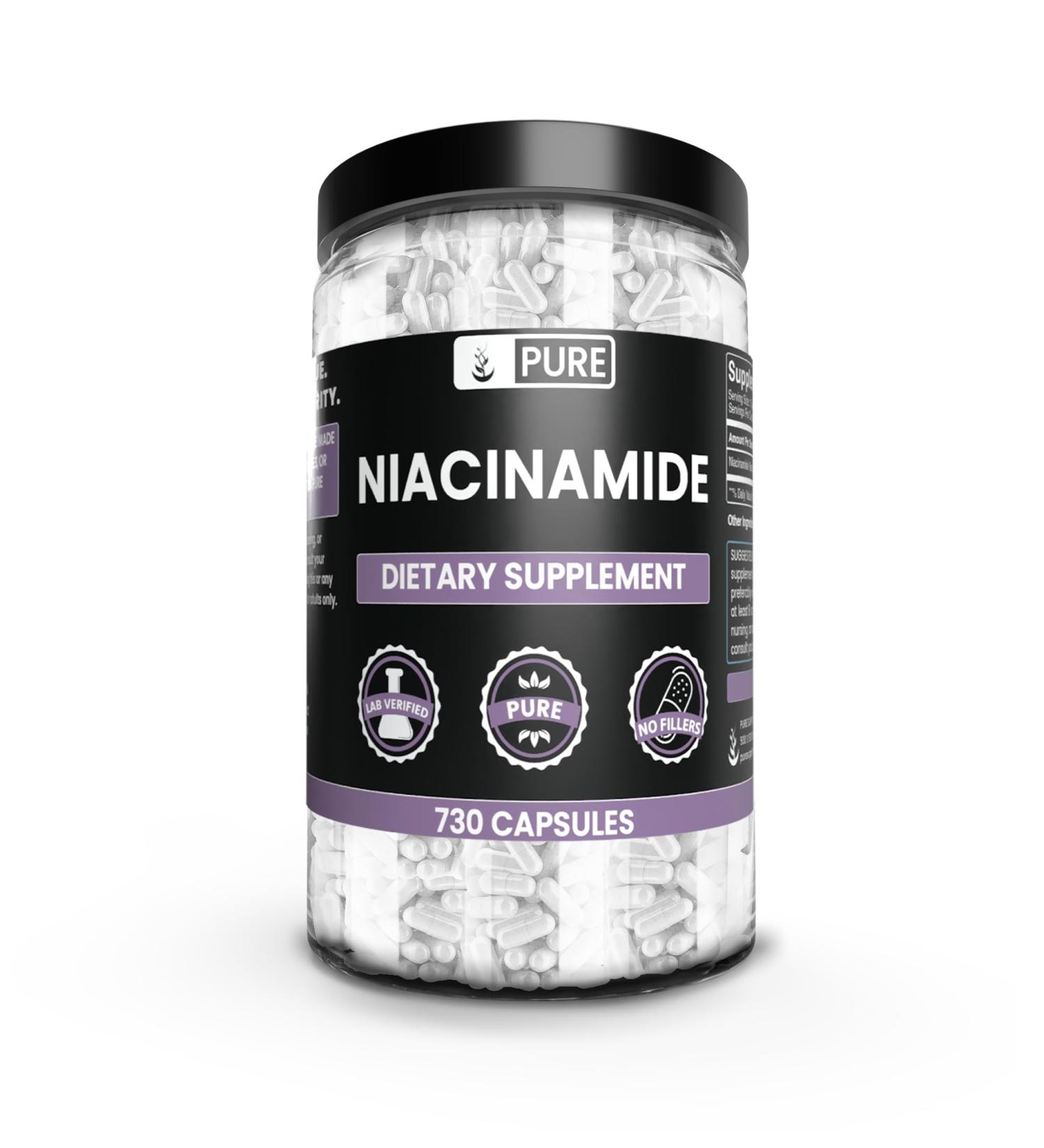 PURE ORIGINAL INGREDIENTS Niacinamide (730 Capsules) No Magnesium Or Rice Fillers Always Pure Lab Verified 730 Count (Pack of 1) - Buy Online on GoSupps.com