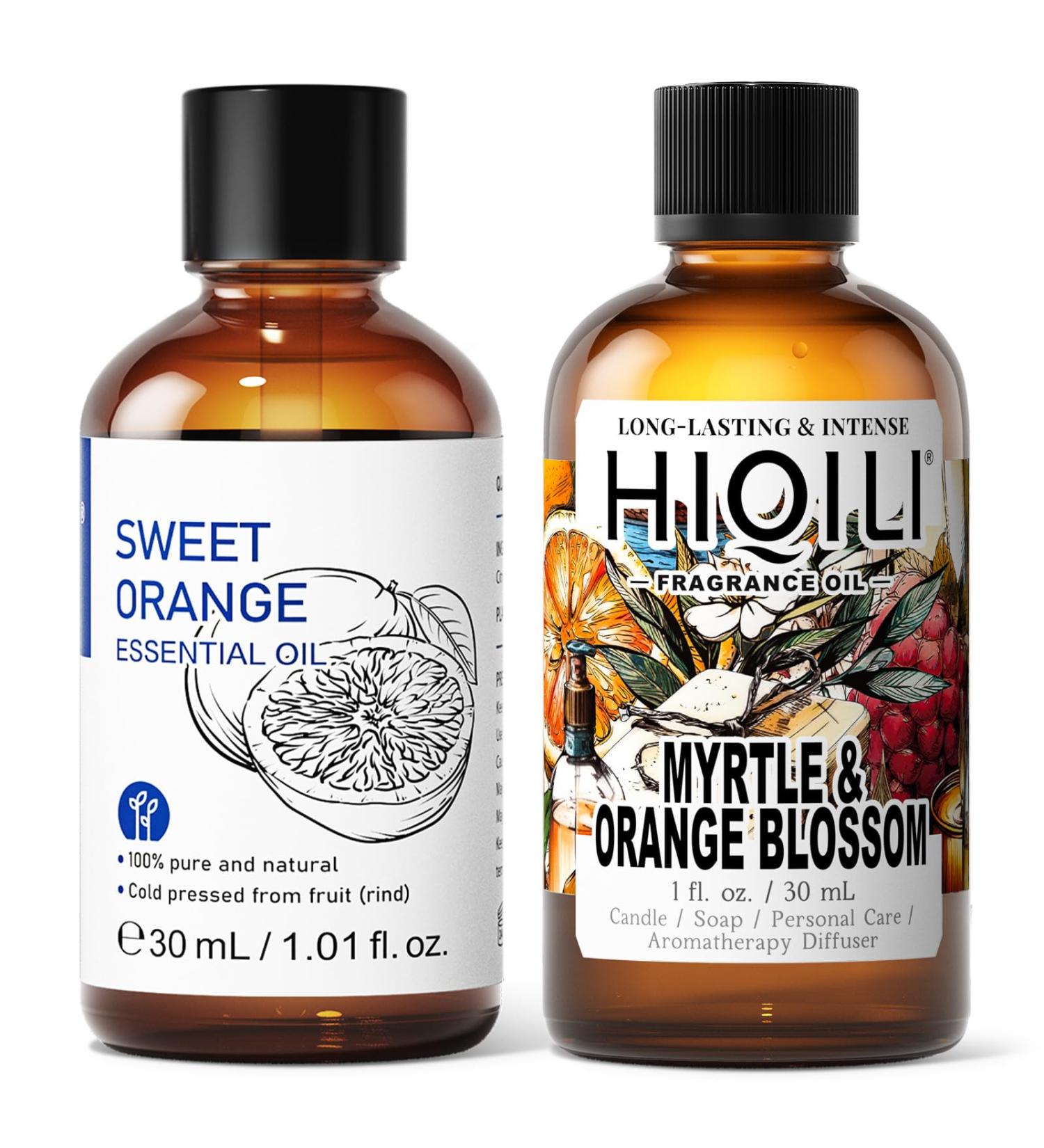 HIQILI 30ML Sweet Orange Essential Oil & 30ML Myrtle & Orange Blossom Fragrance Oil for DIY Diffuser - Buy Online on GoSupps.com