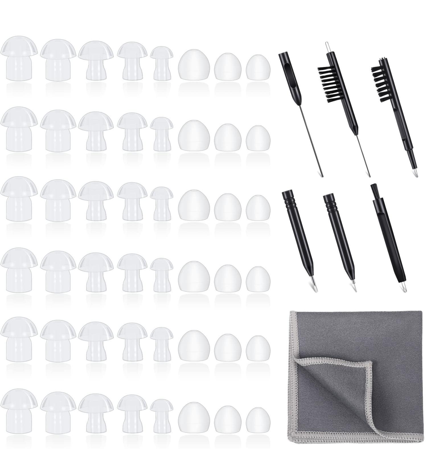 48 Universal Hearing Aid Domes + 7 Cleaning Tools with Bag - BTE Sound Amplifier Accessories - Buy Online on GoSupps.com