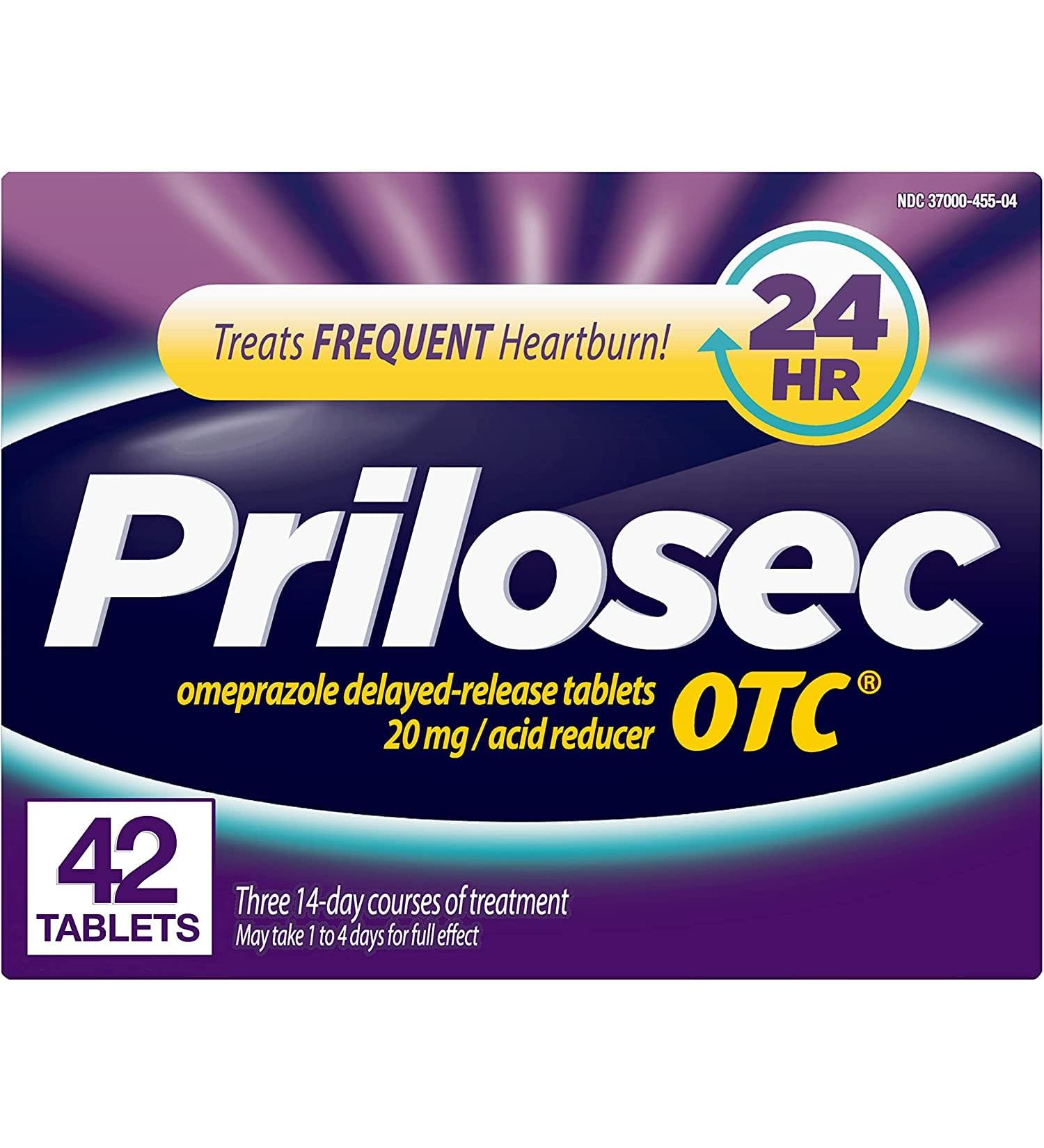 Prilosec OTC 42 Count - Omeprazole Delayed Release Acid Reducer - 24 Hour Heartburn Relief - #1 Doctor Recommended Brand - Buy Online on GoSupps.com