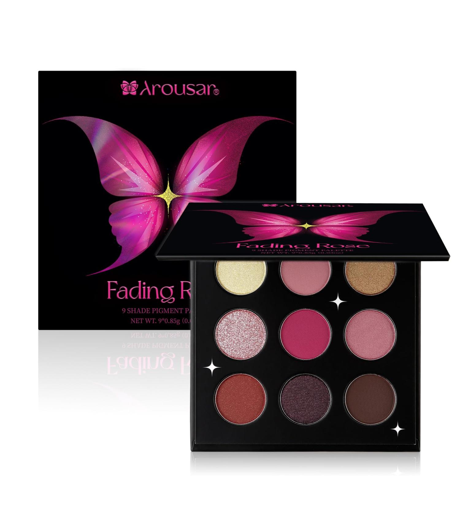 Fading Rose Eyeshadow Palette - Matte Shimmer & Glitter Pink Makeup | Highly Pigmented Pressed Powder - Buy Online on GoSupps.com